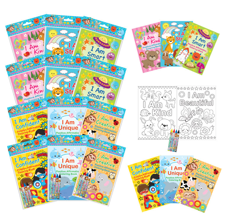 Positive Affirmation Coloring Books - Set Of 6 Or 12