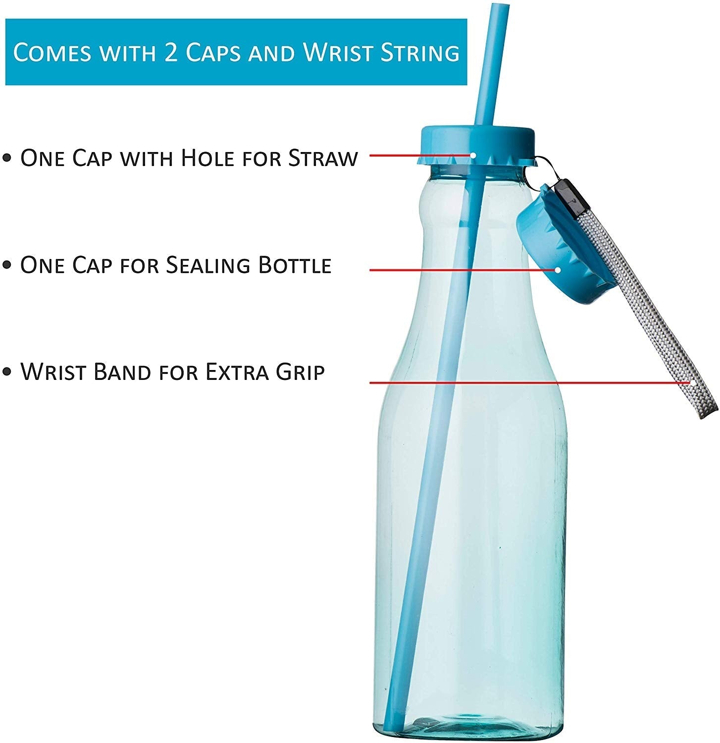 Blue Plastic Bottle With Straw 12 Pack 22 Oz