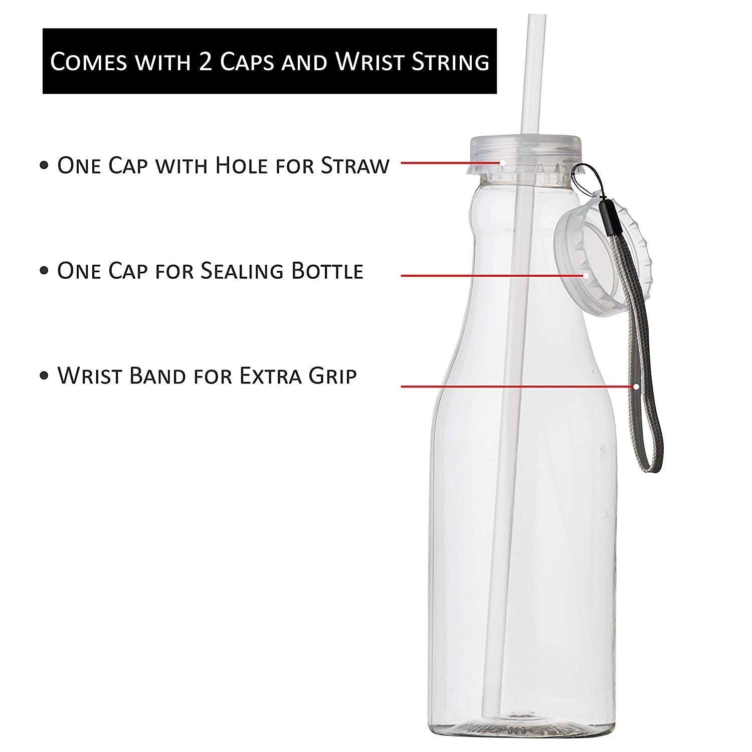 Clear Plastic Bottle With Straw 22 Oz 12 Pack