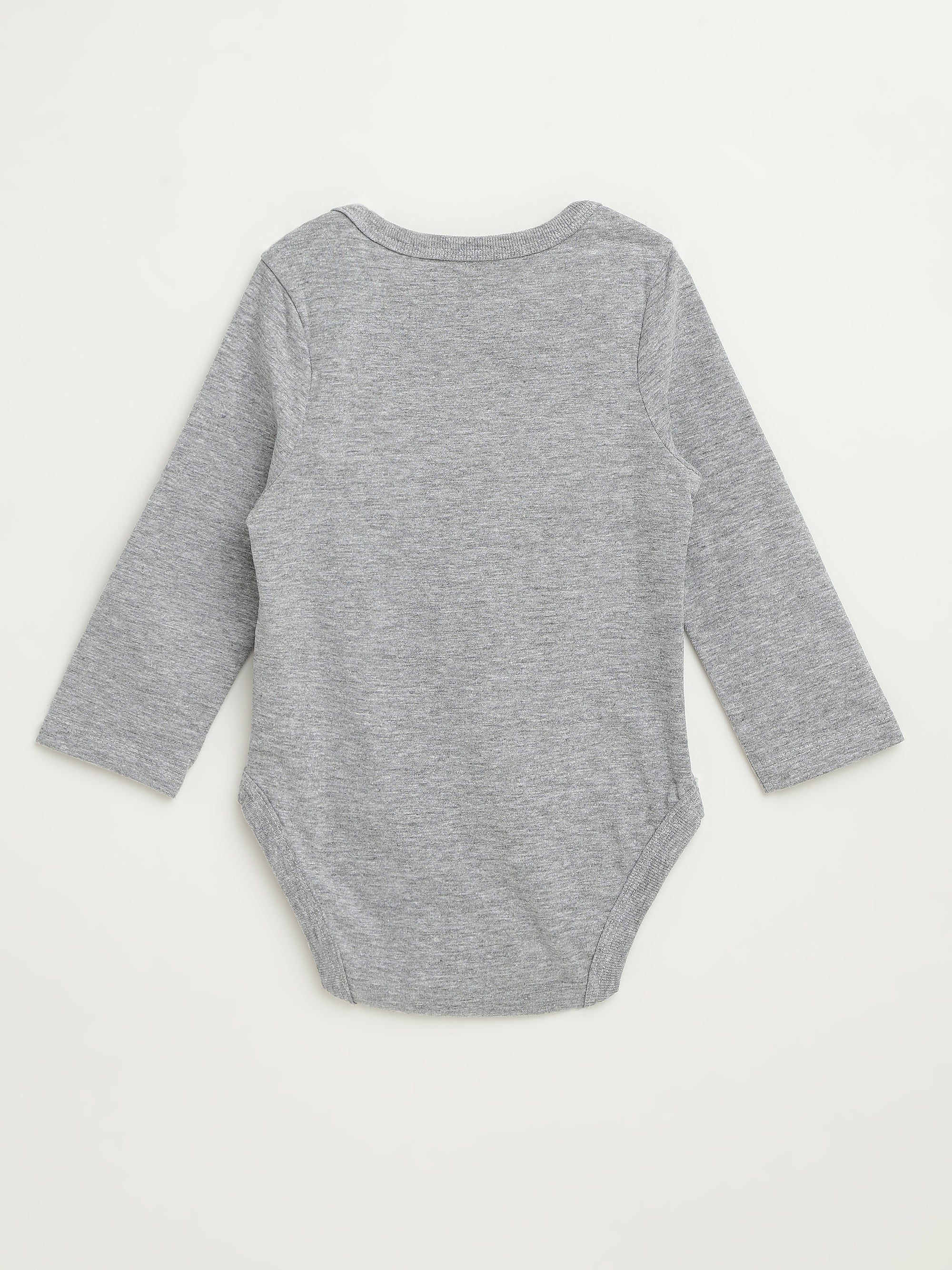 Heather Grey Prayer Pocket Long Sleeve Bodysuit Cotton