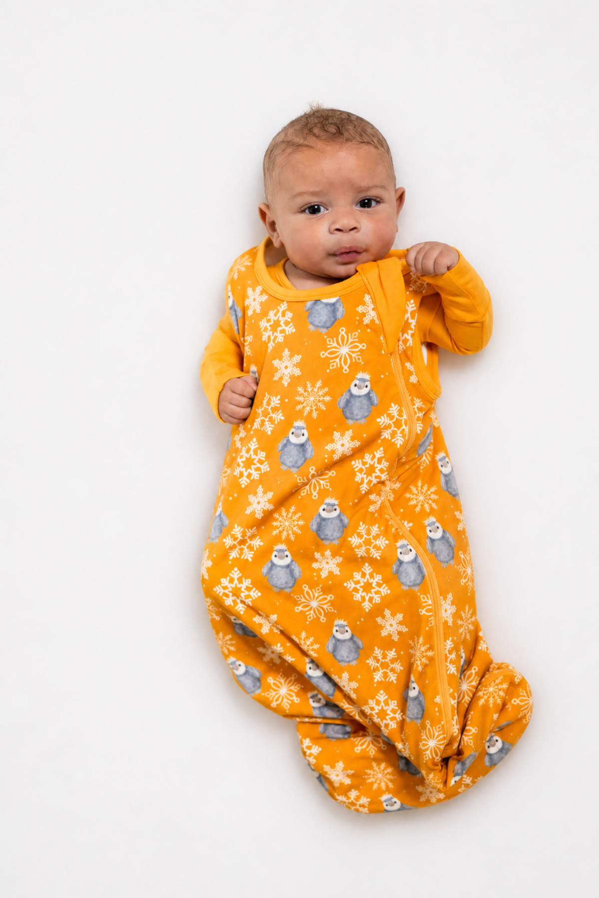 My First Snow Fall - Penguin Sleep Sack In Purple & Gold