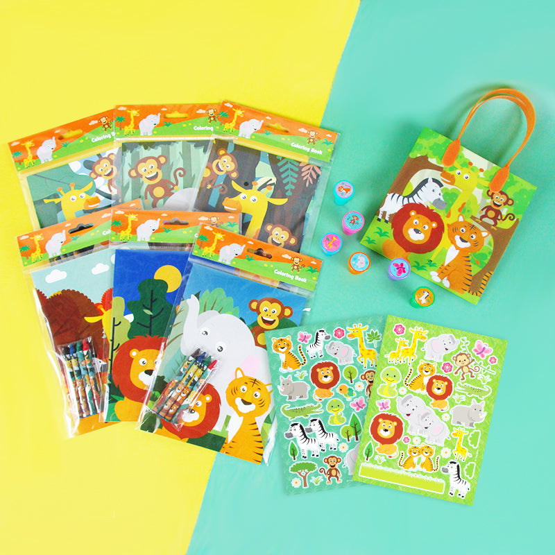 Safari Jungle Animals Party Favor Bundle For 12 Kids