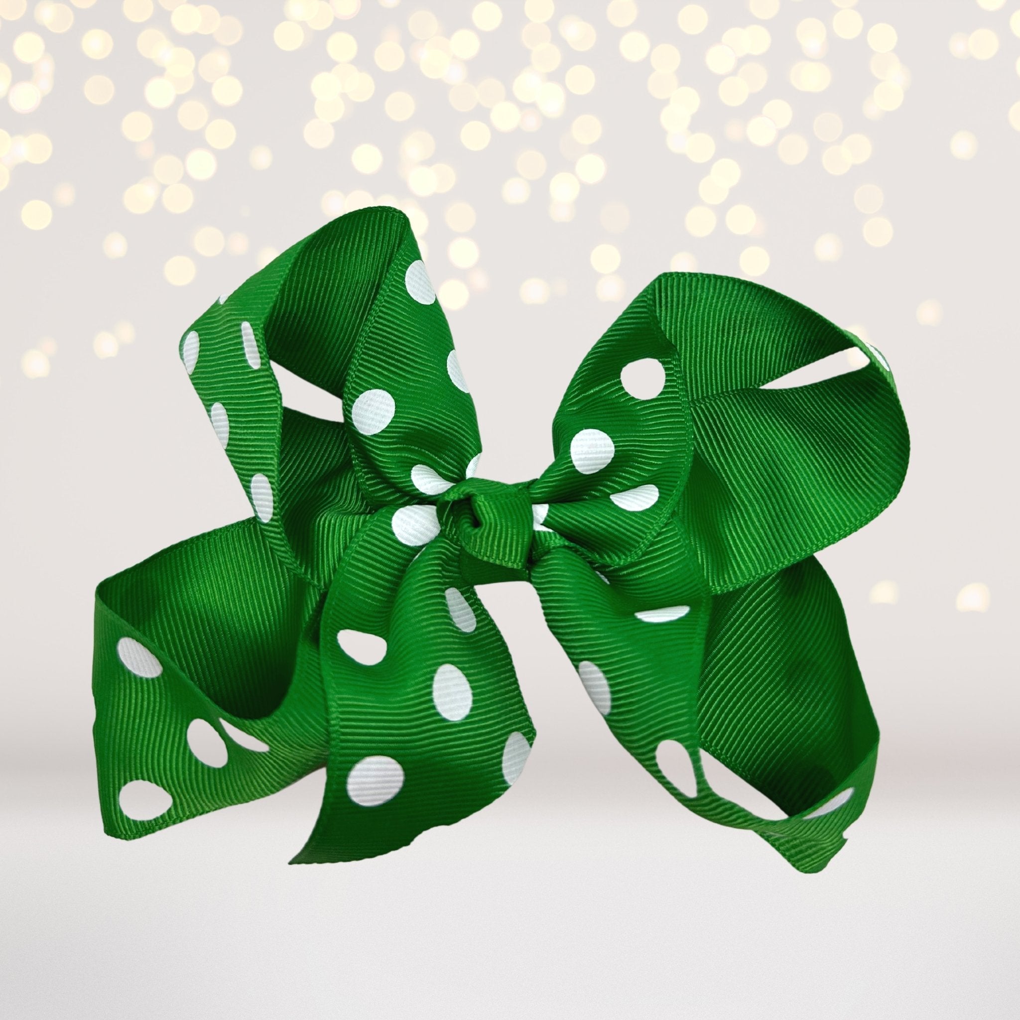 Girls Polka Dot Hair Bow, 5 Inch Grosgrain Polka Dot Hair Bow