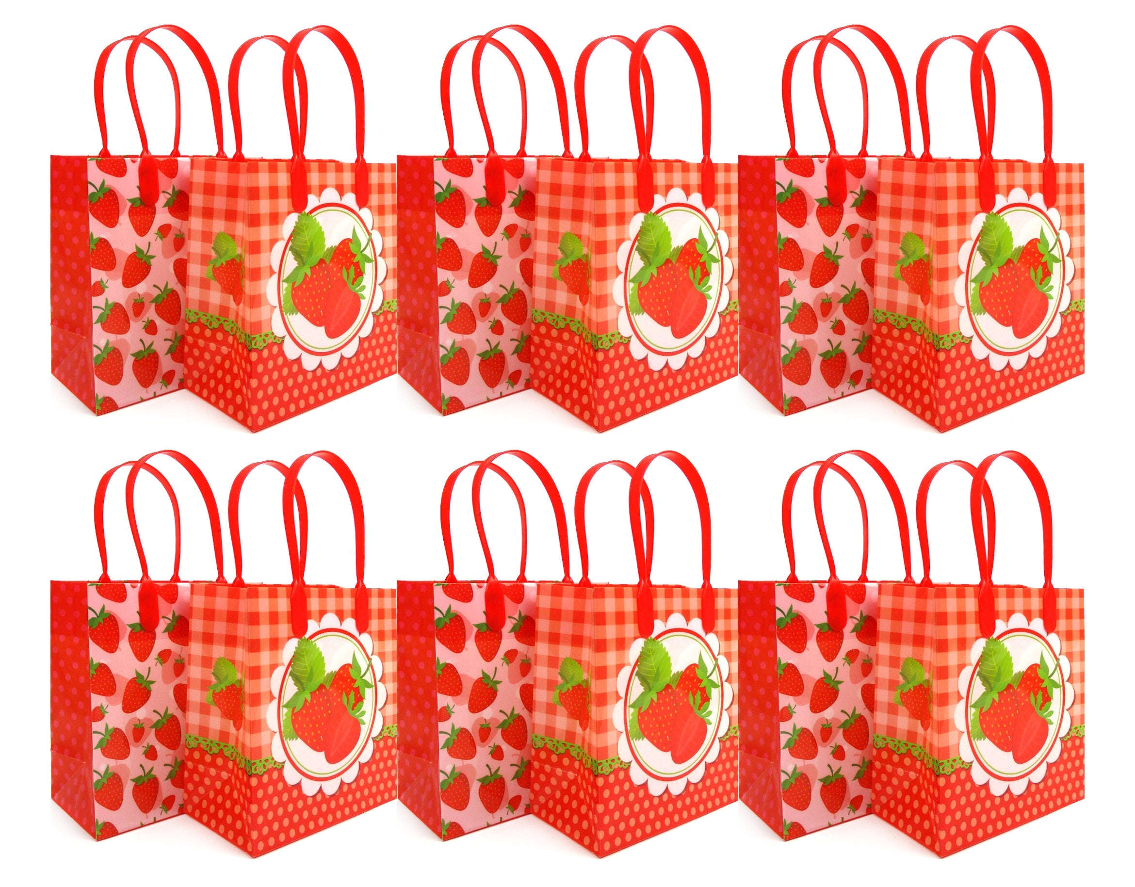 Strawberry Party Favor Bags Treat Bags - Set Of 6 Or 12