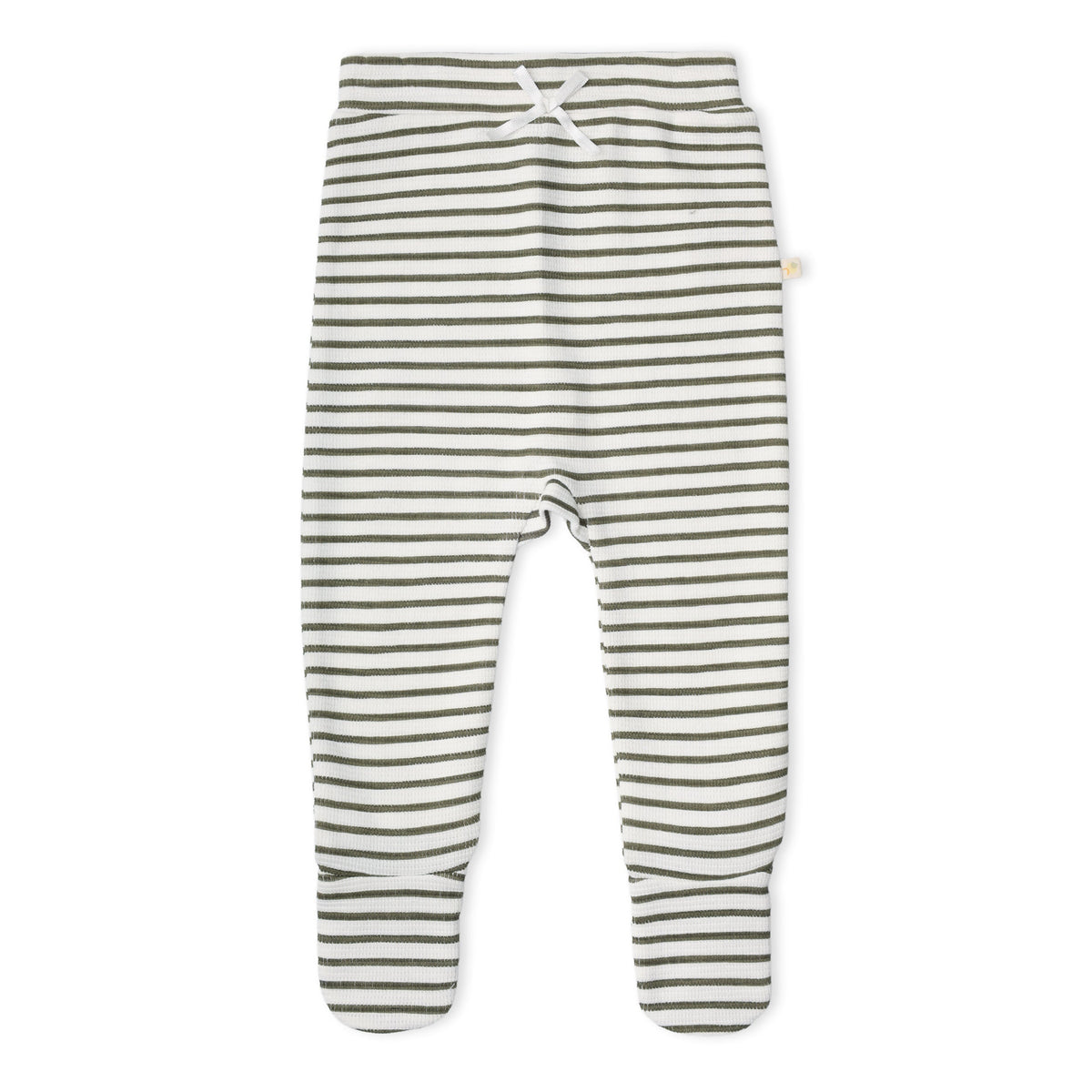 Organic Kimono Top & Footed Pants Set - Olive Stripes