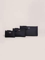 3-piece Pouch Clutch Purse Set - Black