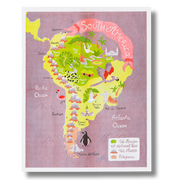 Map Of South America Risograph Print