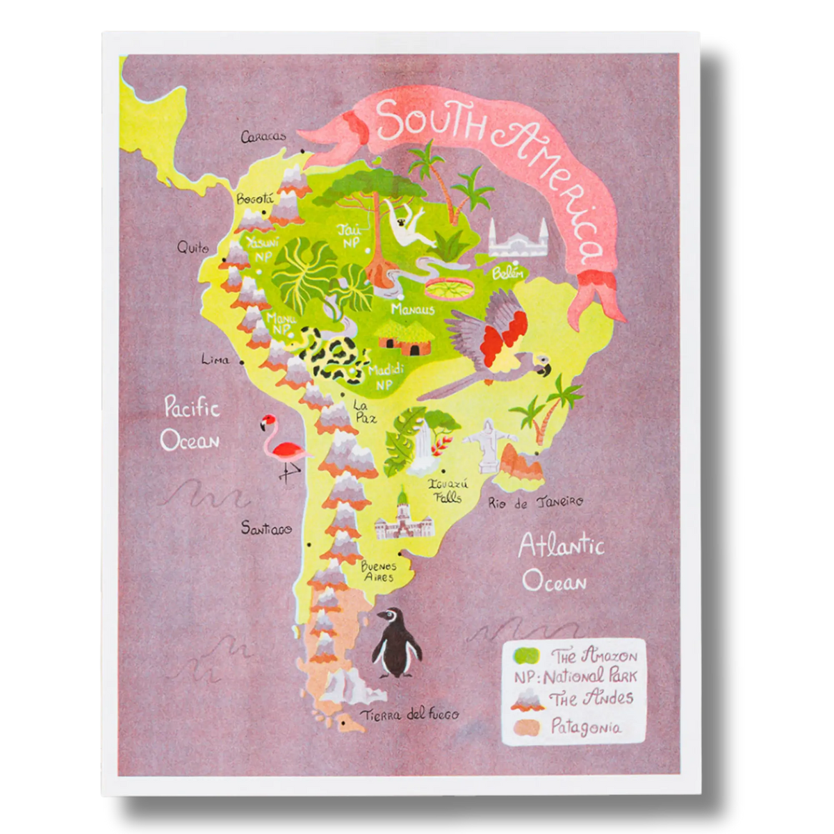 Map Of South America Risograph Print
