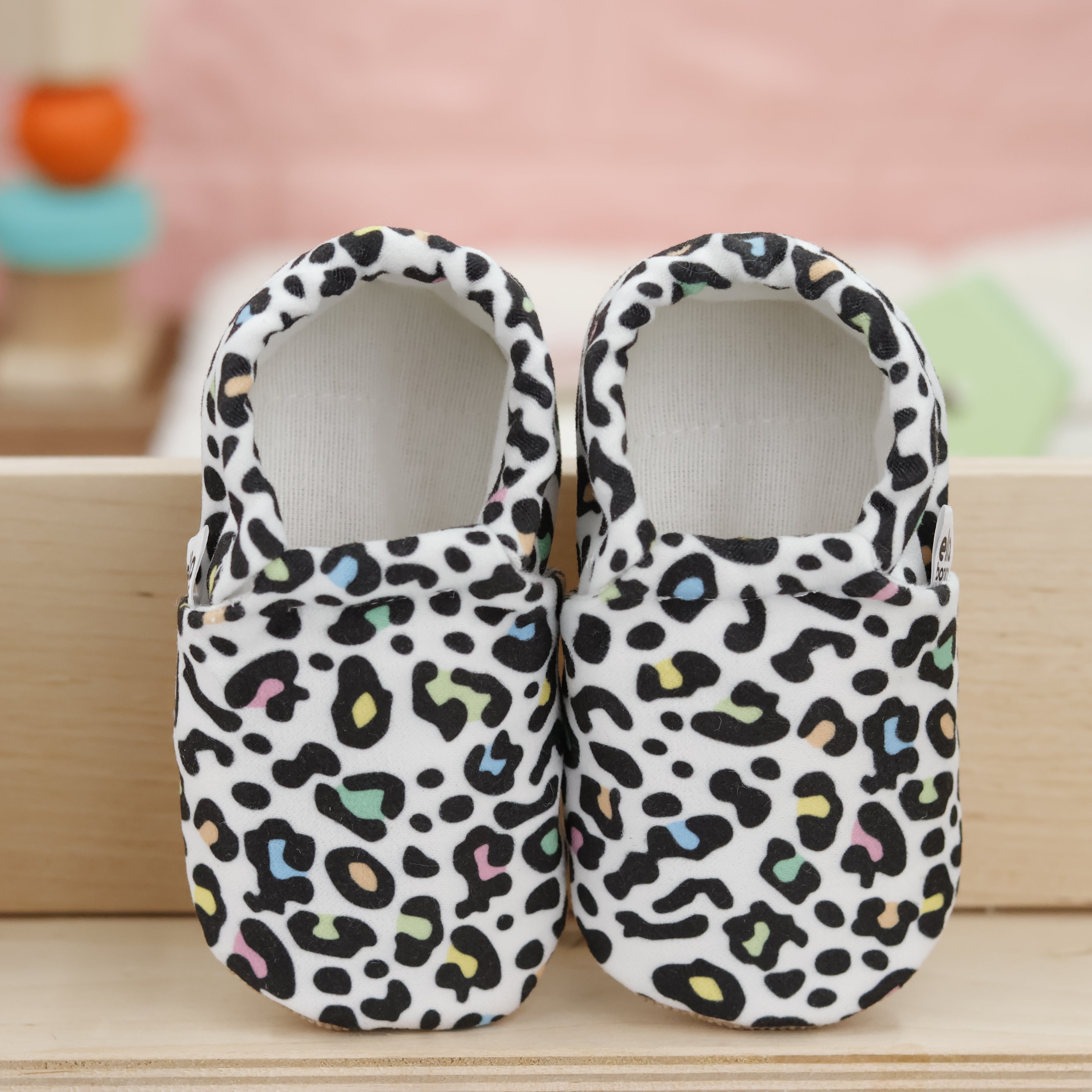 Ella Bonna Non-slip Sole Colorful Leopard Patterned Baby Booties, Home Boot Slippers Nursery Shoes
