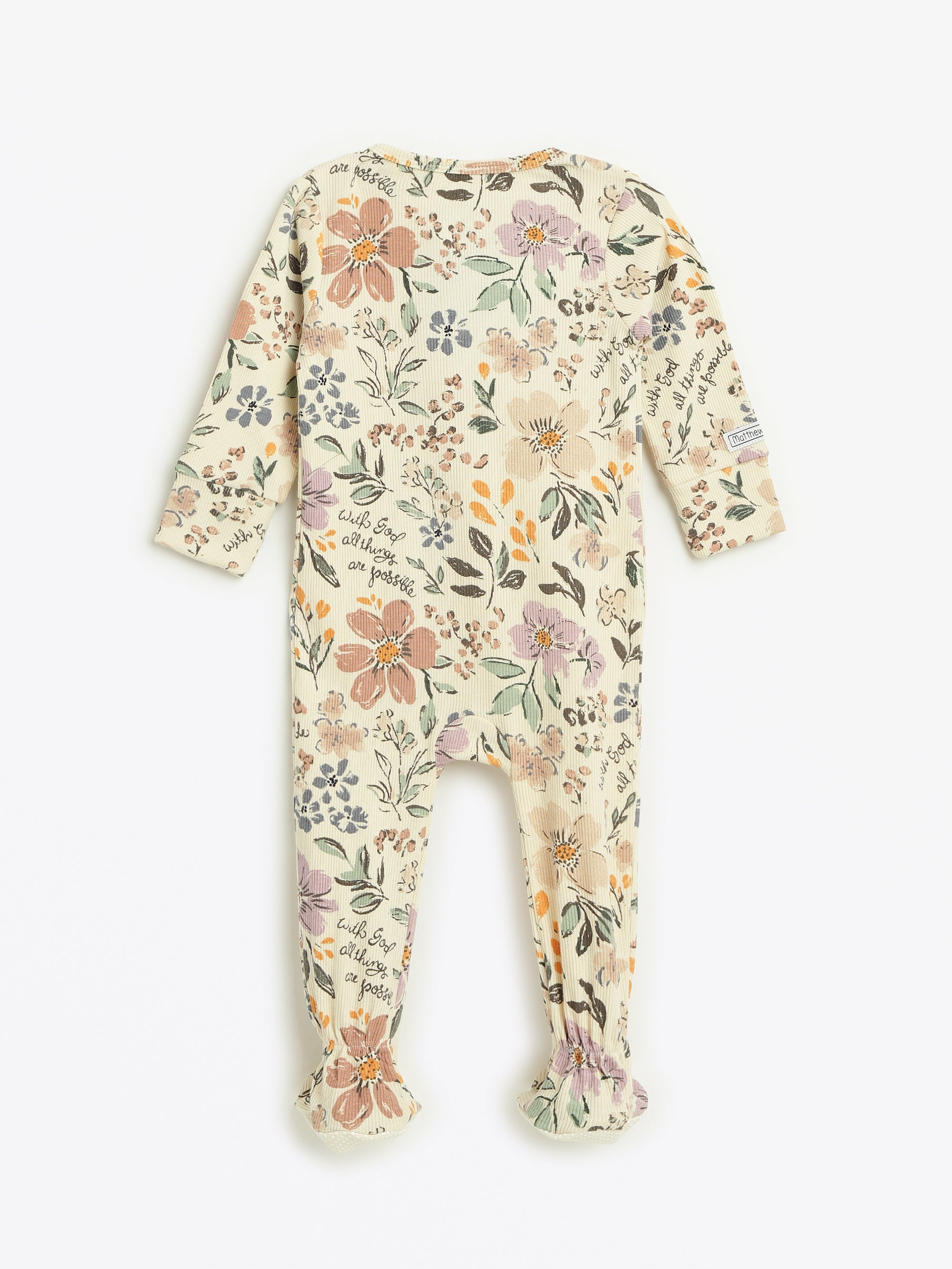 All Things Are Possible Footed Onesie Pj Ribbed Cotton-bamboo Blend