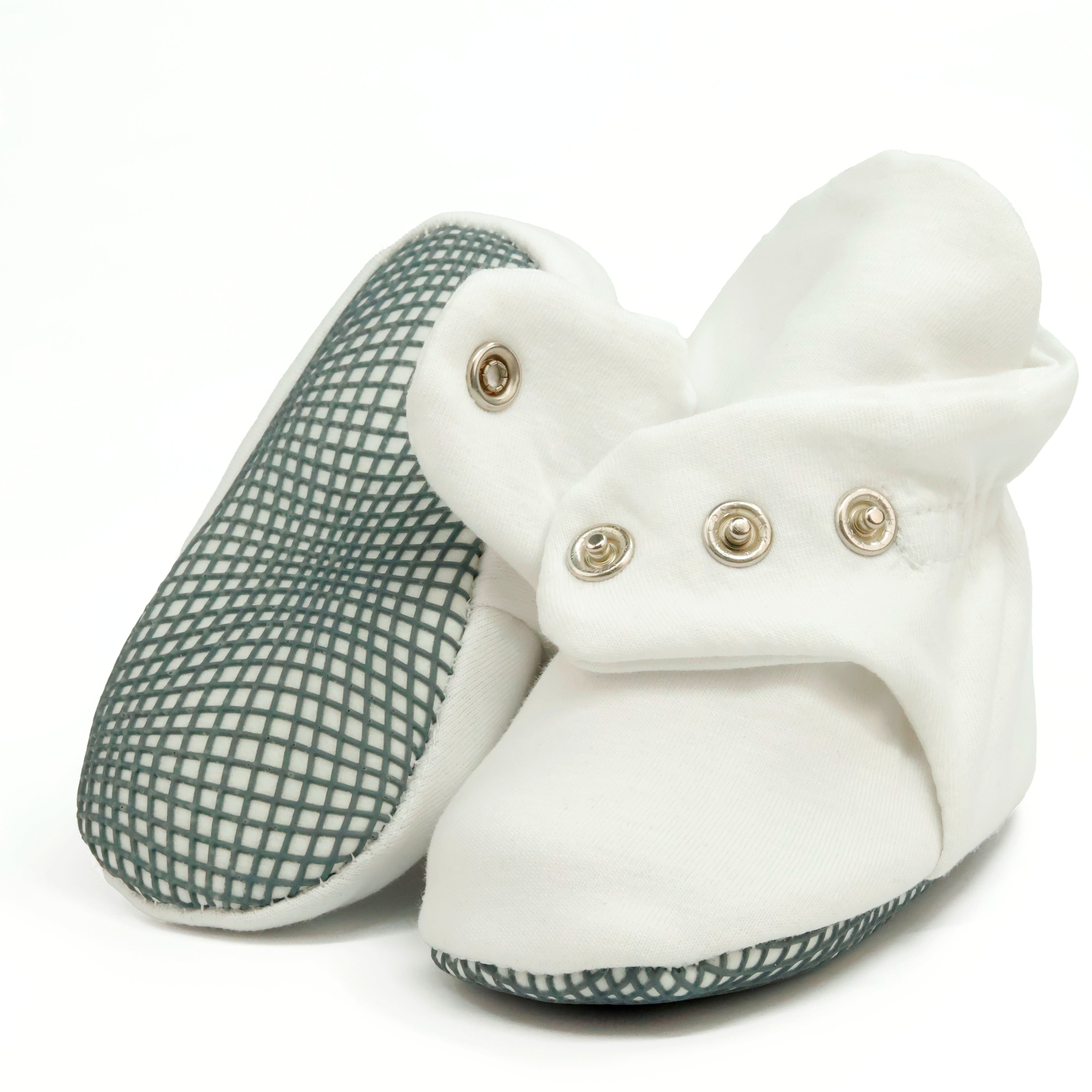 Organic Cotton Baby Booties, Non-slip Sole, Cotton Newborn Booties Home Nursery Shoes, White