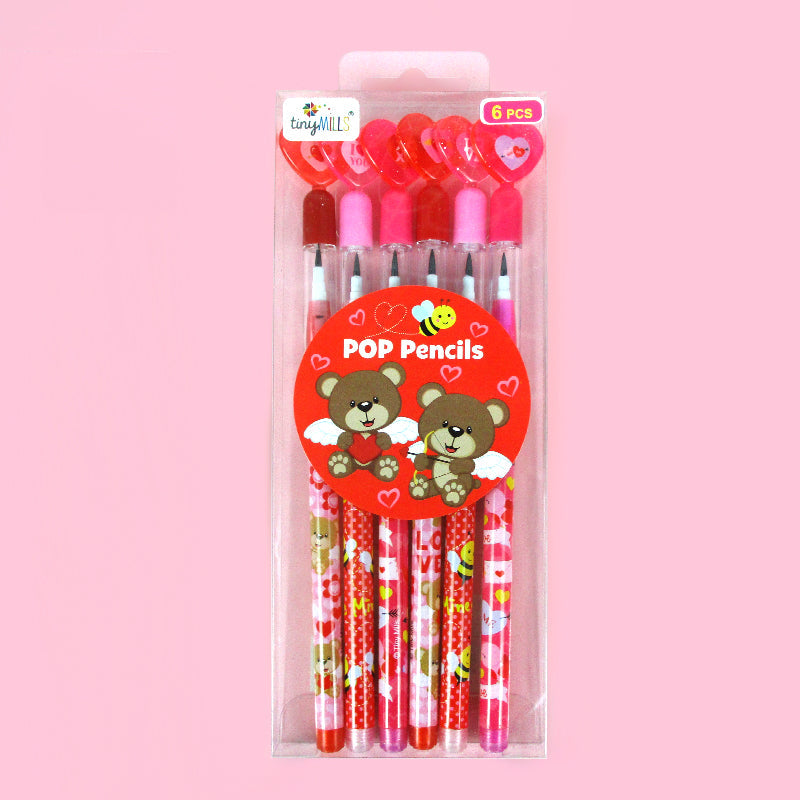 Valentine's Day Stackable Point Pencils - Set Of 6