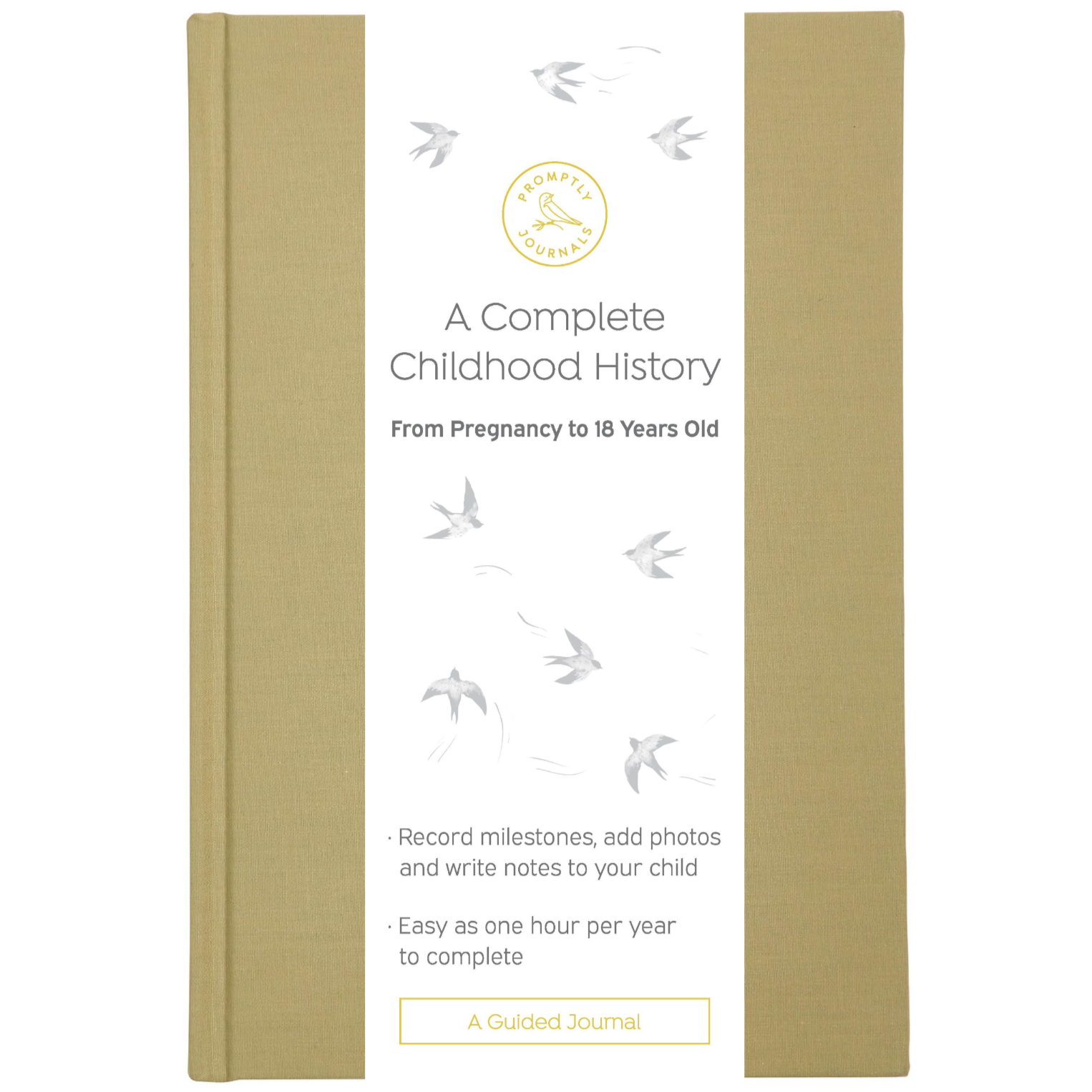 A Complete Childhood History: From Pregnancy to 18 Years Old (Sage Green, Linen) by Promptly Journals