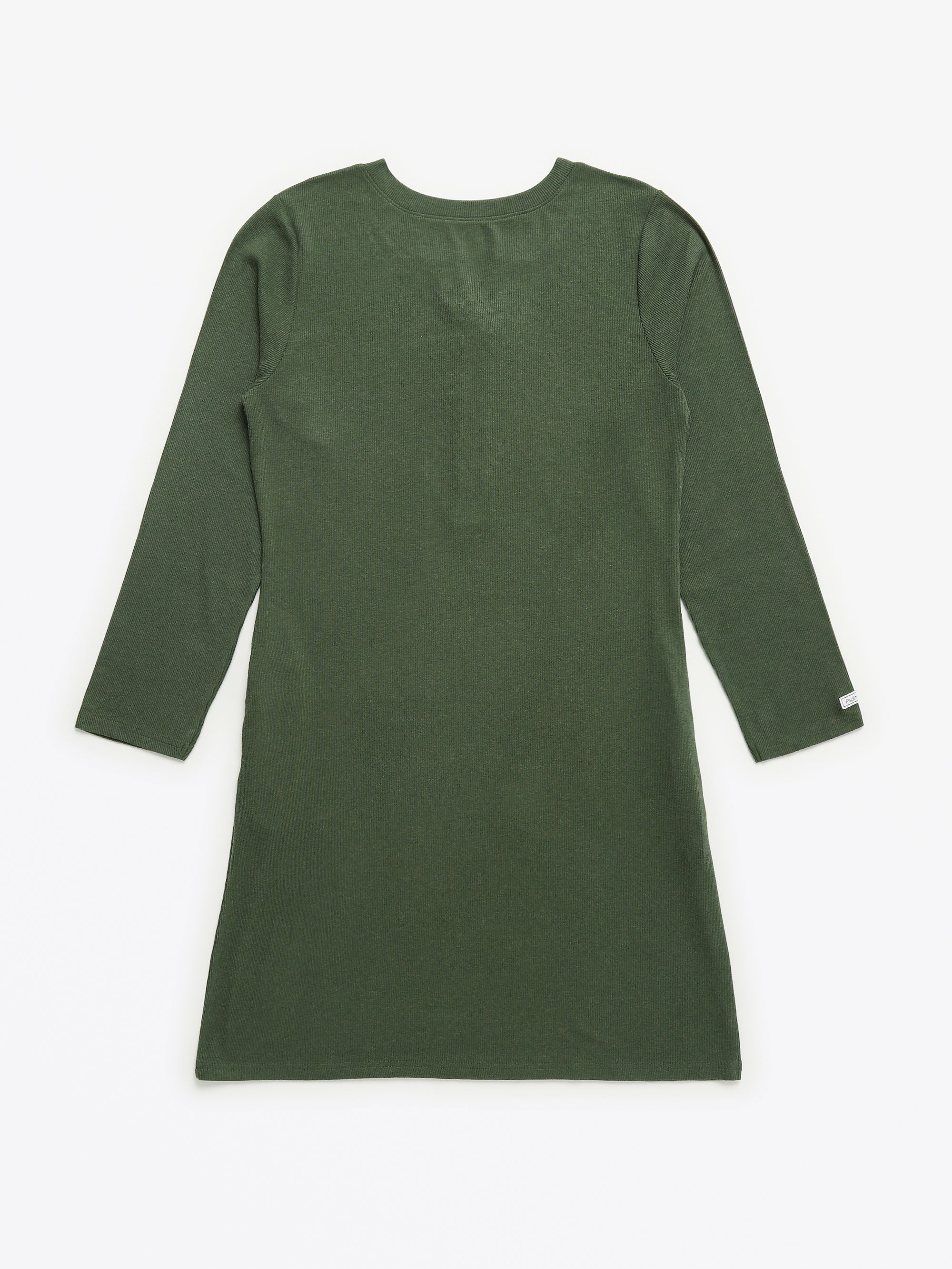 Solid Olive Womens Nightgown Pj Ribbed Cotton-bamboo Blend