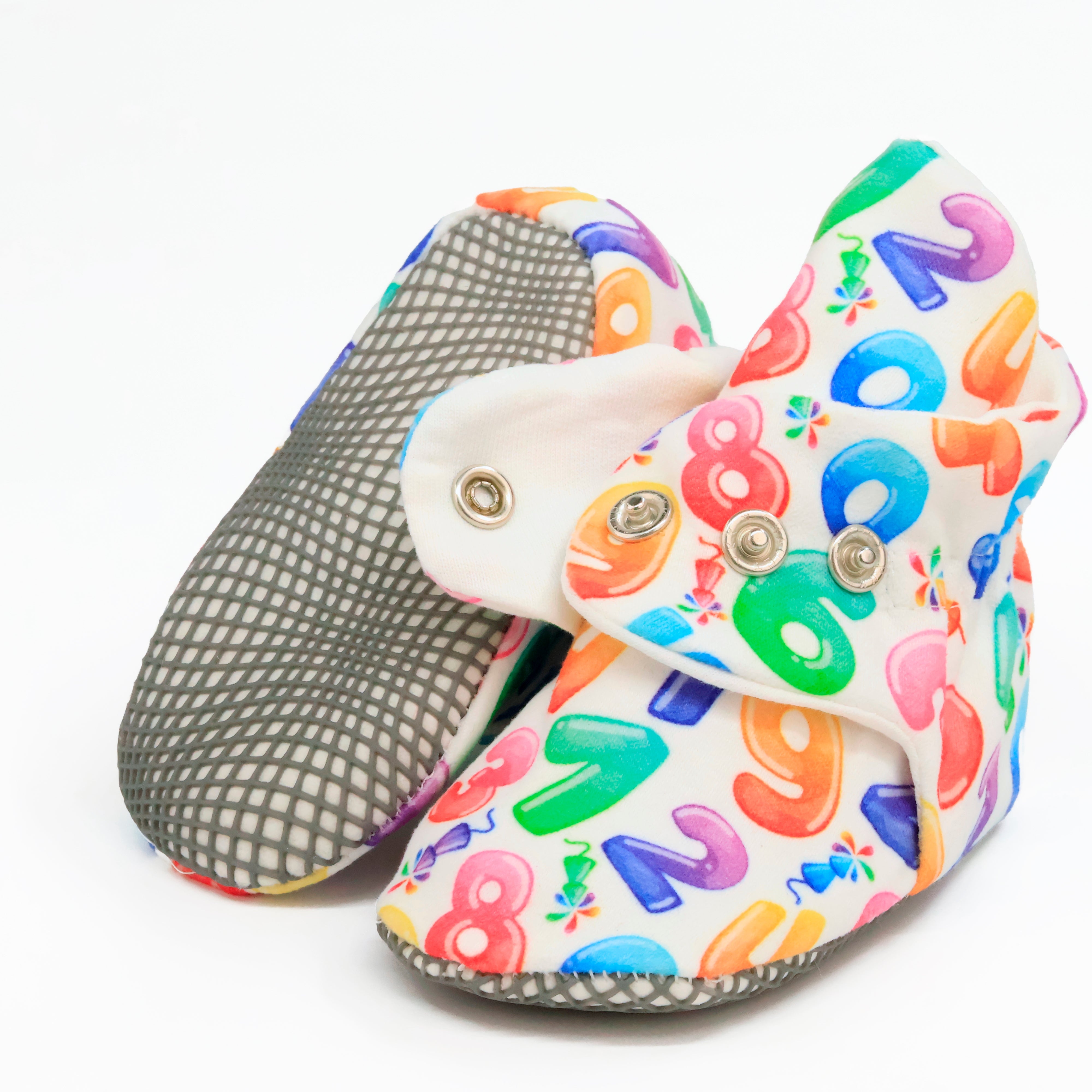 Organic Cotton Baby Booties, Non-slip Sole, Cotton Newborn Booties Home Nursery Shoes, Numbers
