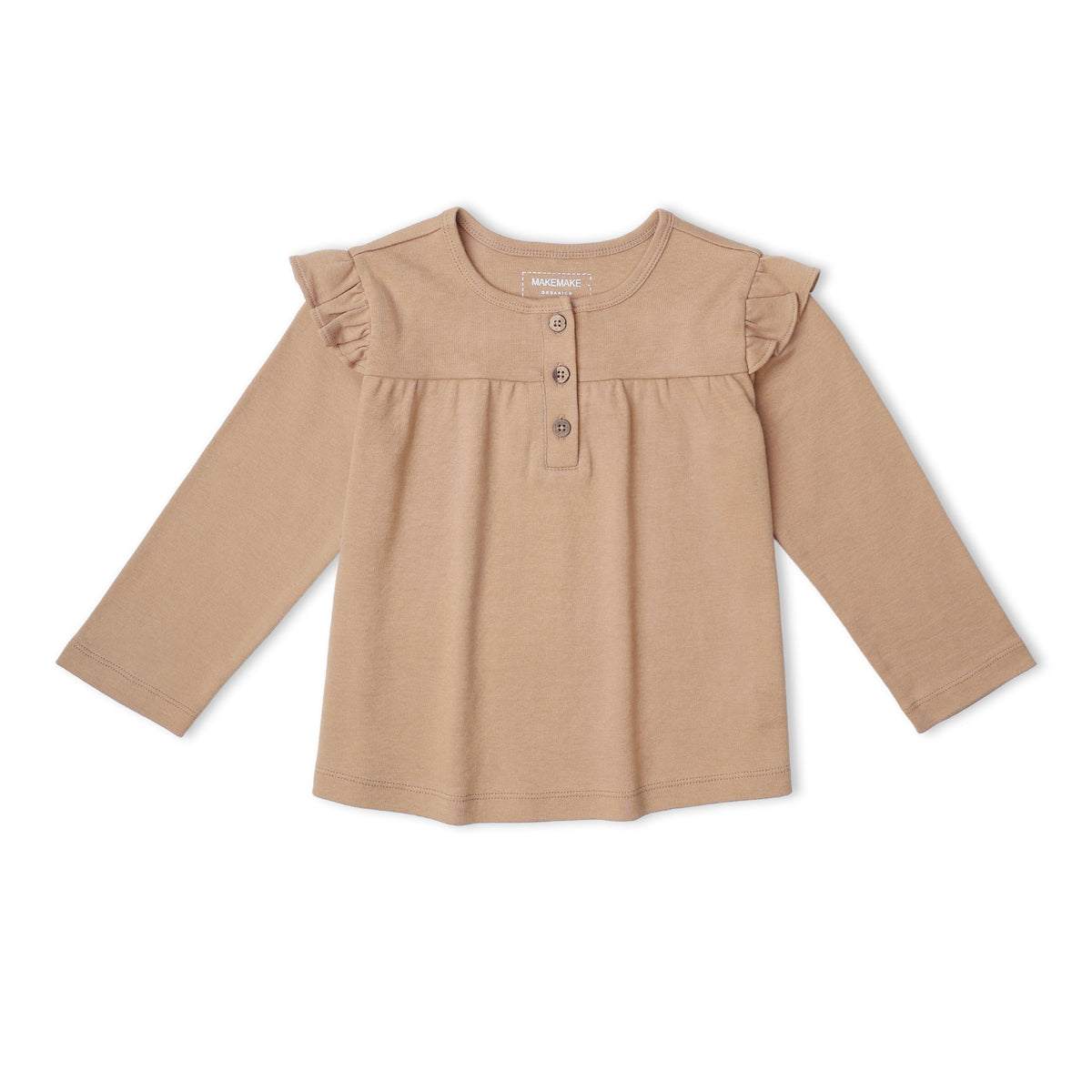 Organic Ruffle Sleeve Top Set Of 2 - Woodland Sprig + Taupe