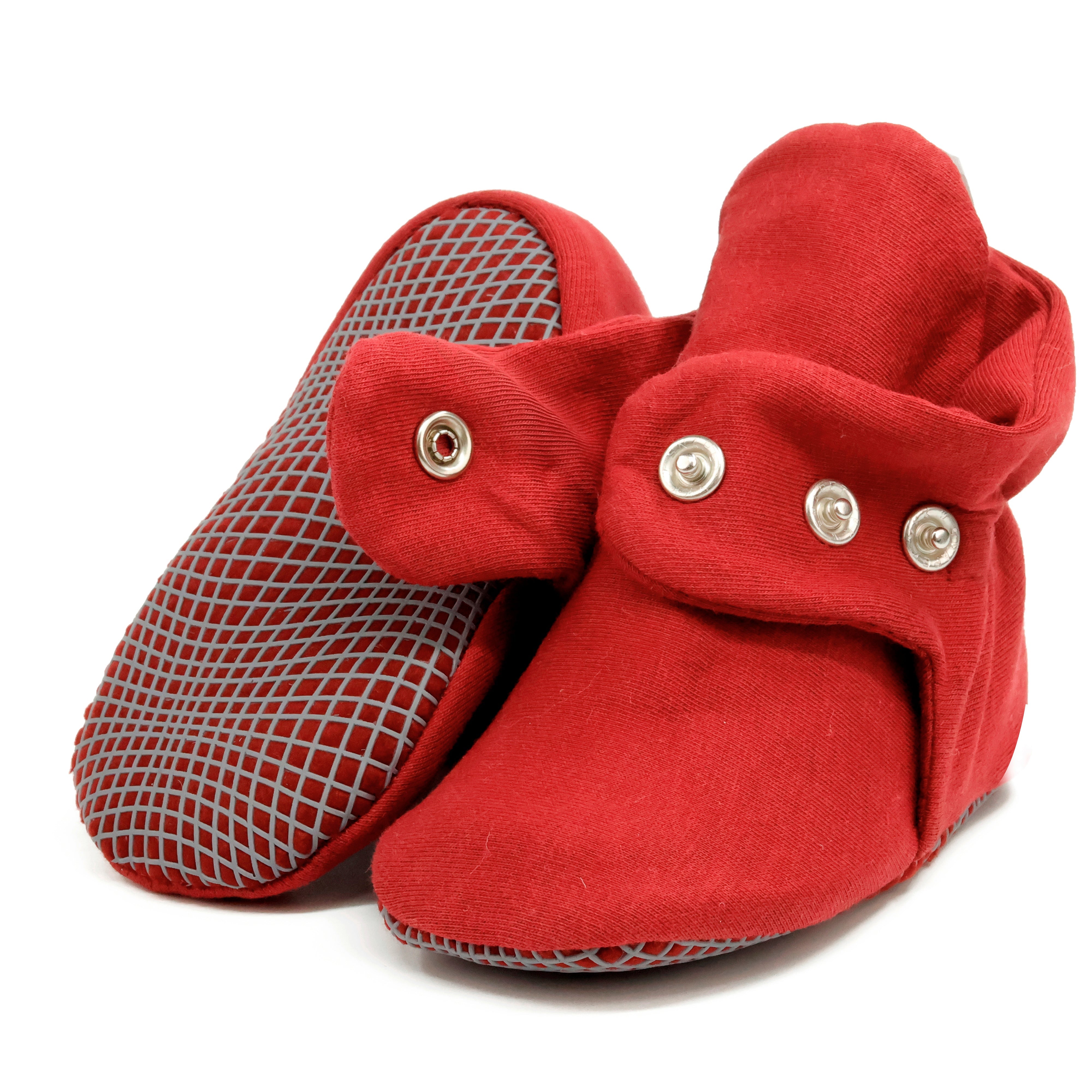 Organic Cotton Baby Booties, Non-slip Sole, Cotton Newborn Booties Home Nursery Shoes, Burgundy