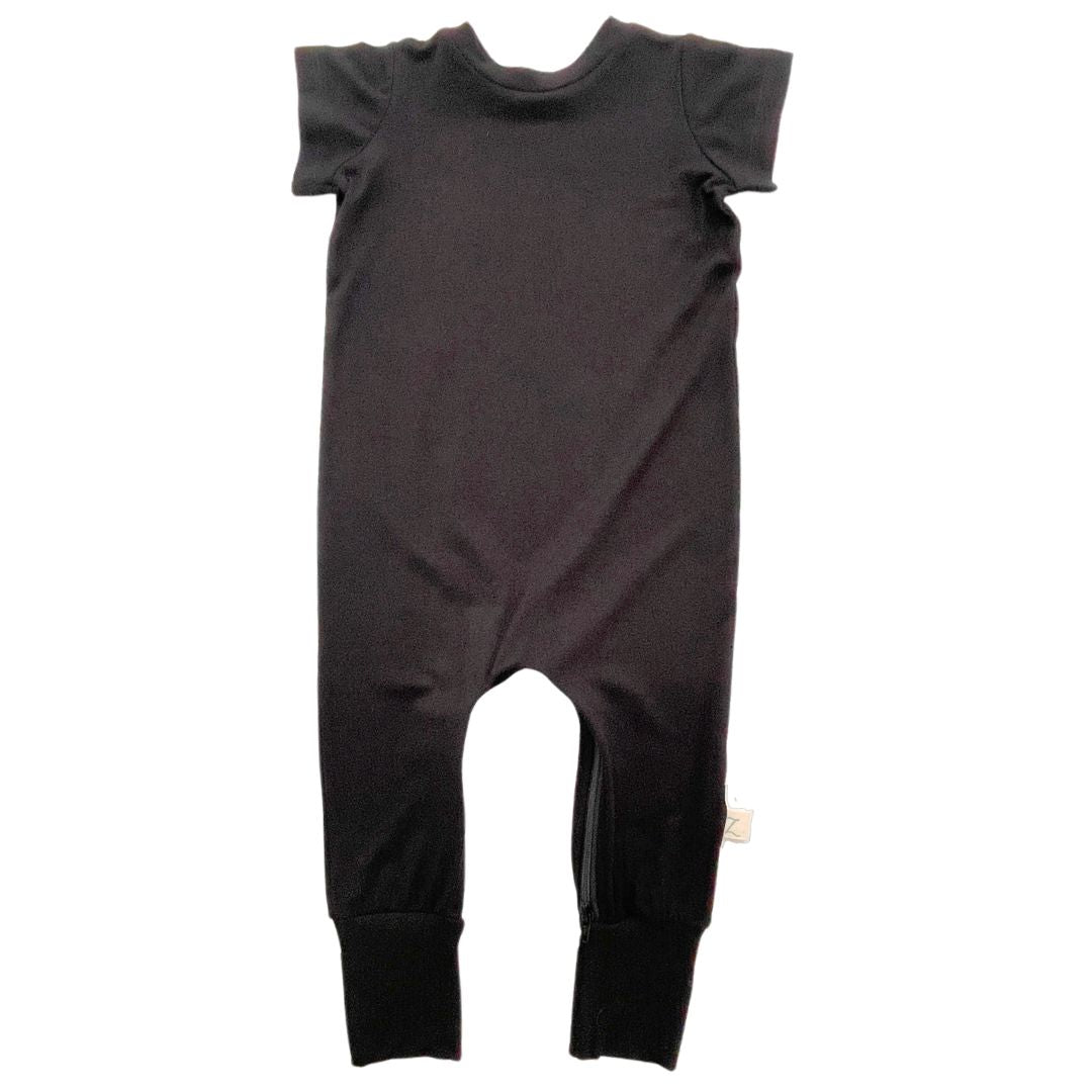 Black Bamboo Lyocell Zip Romper
