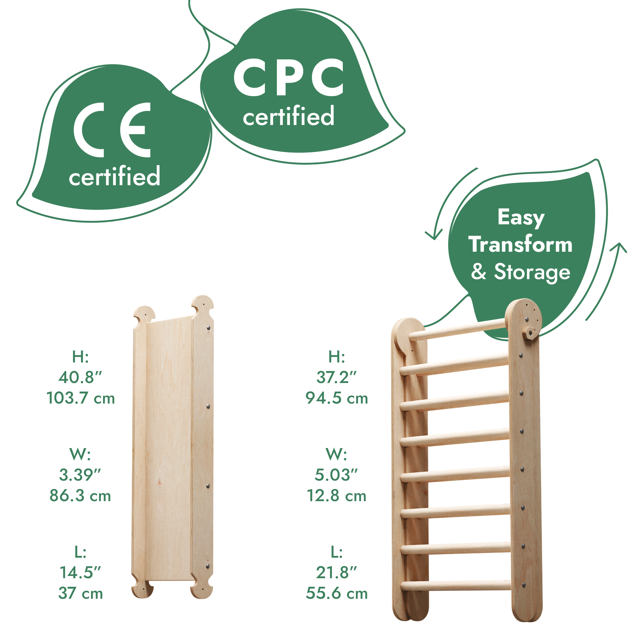 6in1 Wooden Swedish Wall / Climbing Ladder For Children + Swing Set + Slide Board