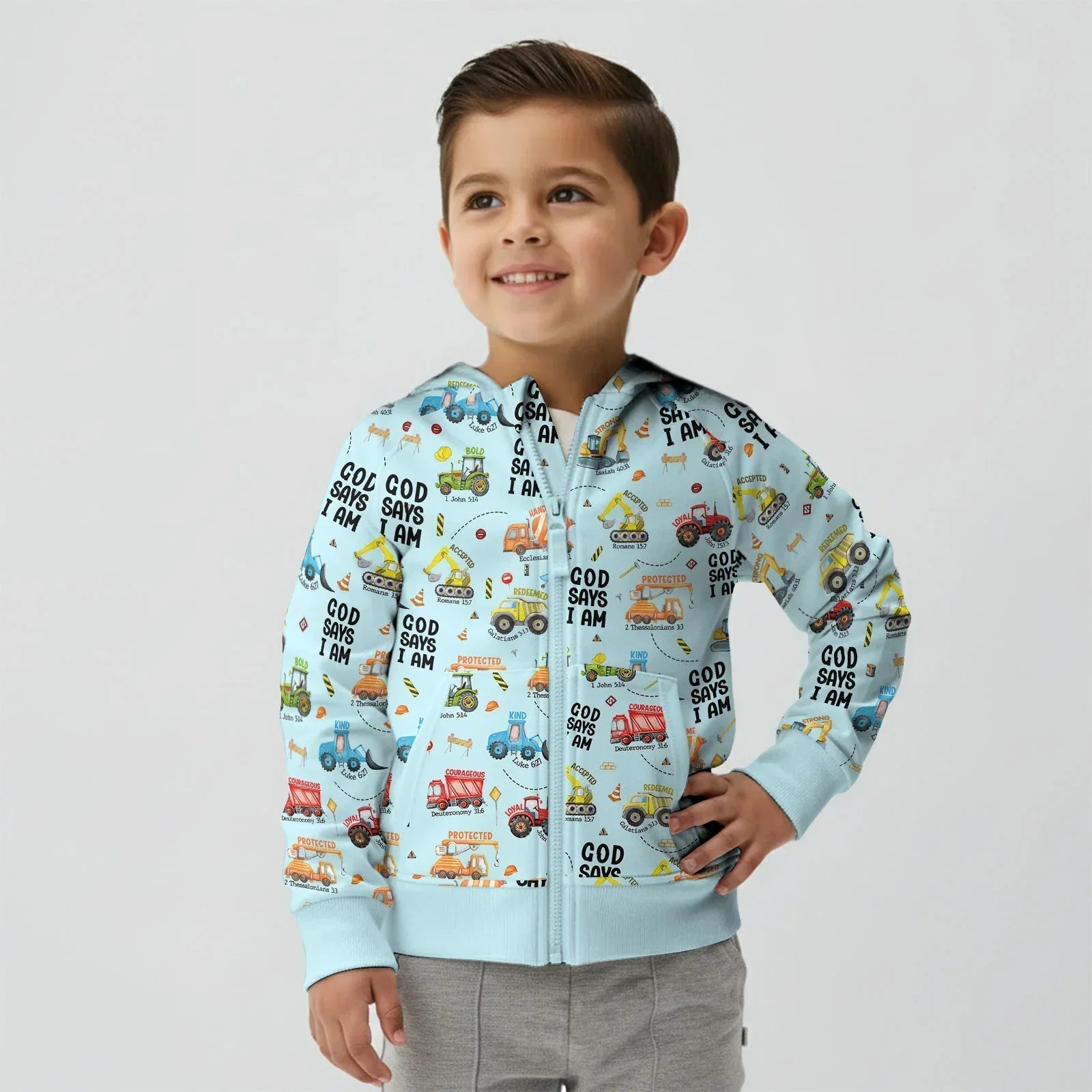 God Says I Am Boy Bamboo Zip Hoodie