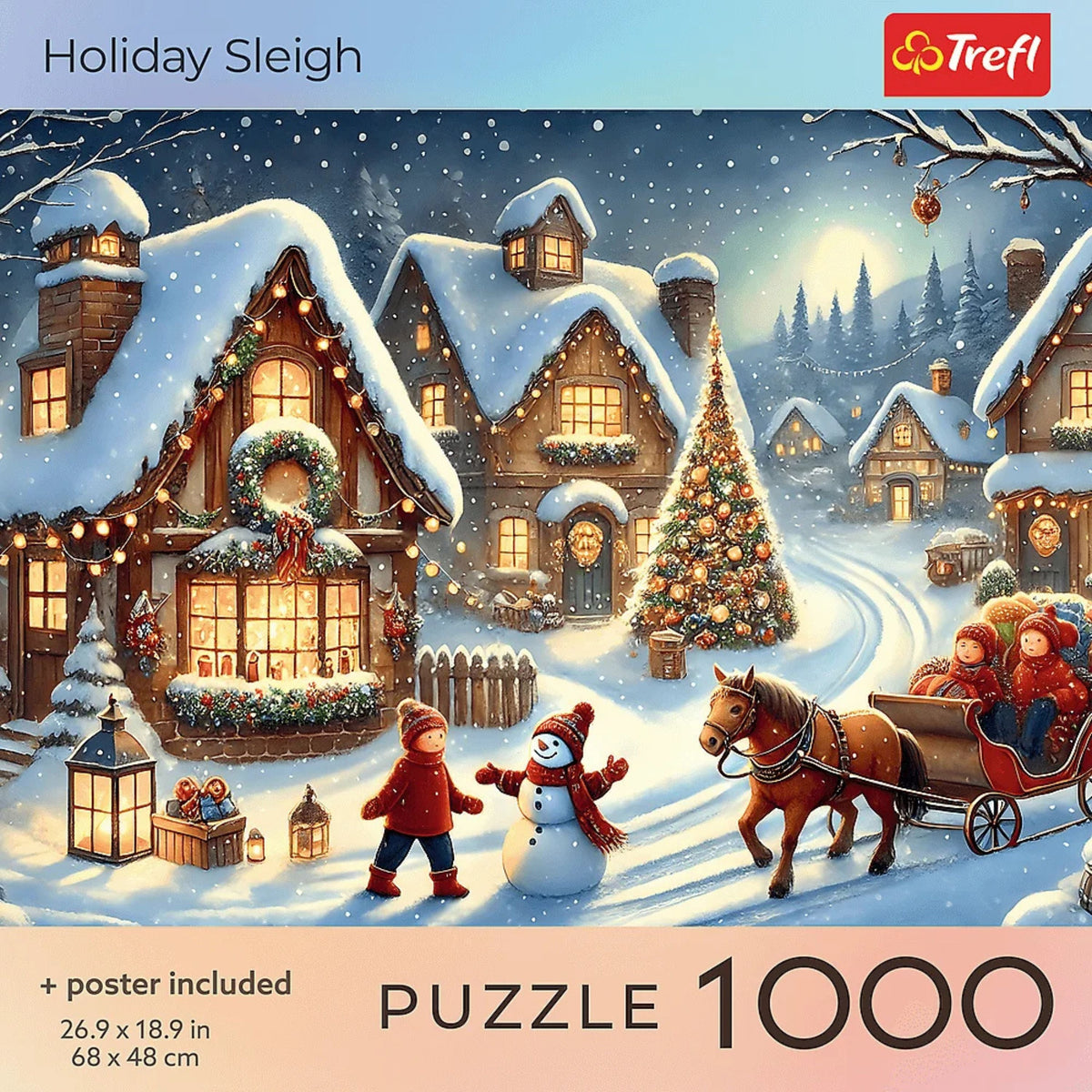 Red Holiday Sleigh 1000 Piece Puzzle