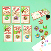 Sloth Valentine's Day Cards With Stampers For Classroom Exchange