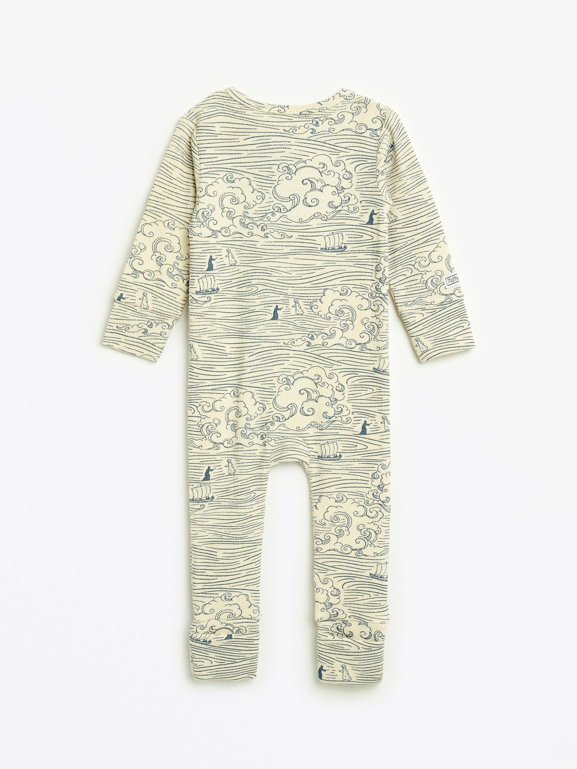 Walking On Water Pj Footless Onesie Ribbed Cotton-bamboo Blend