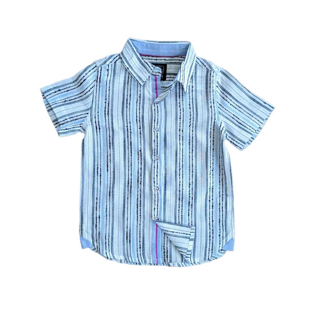 Summer Stripes Blue Shirt In Short Sleeves