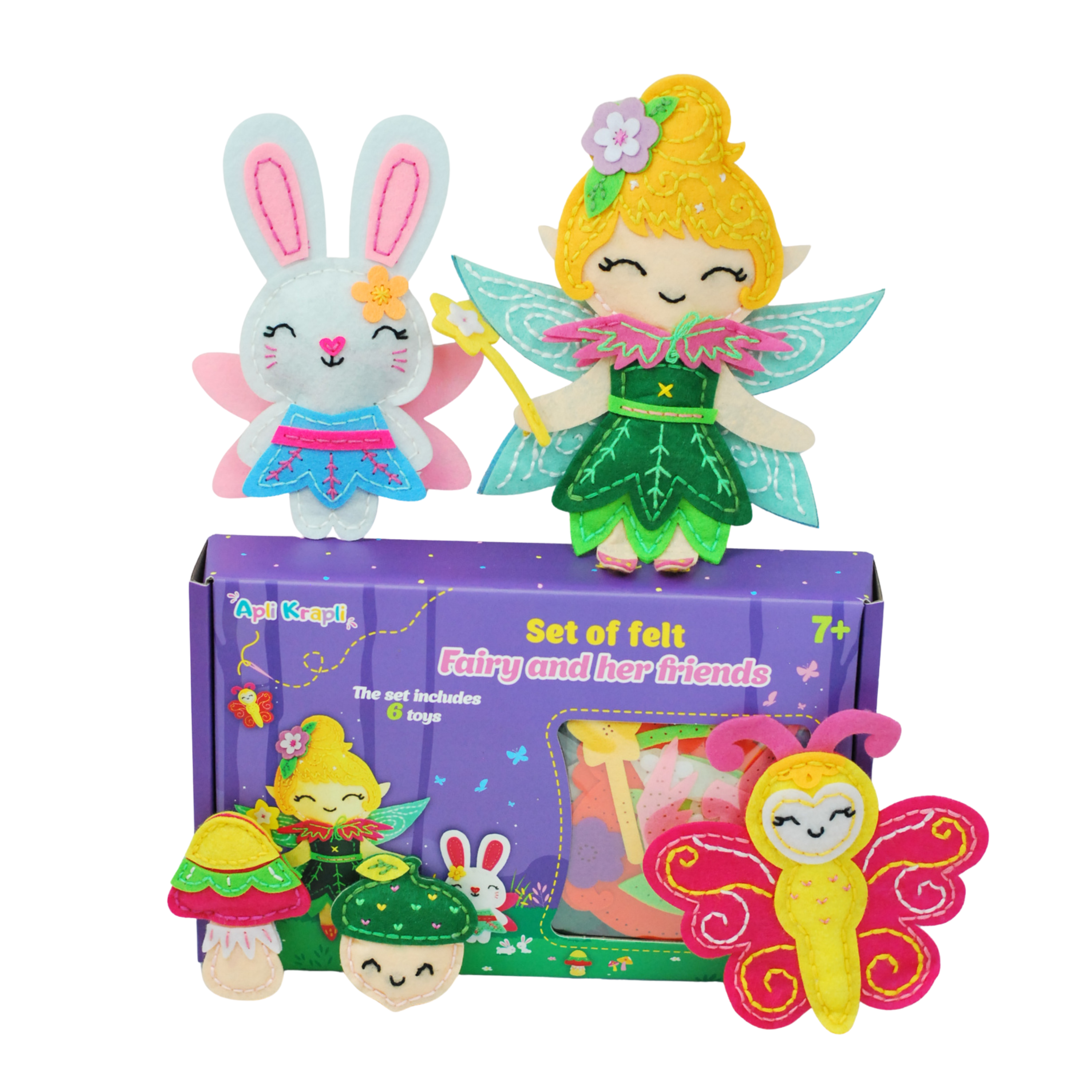 Apli Krapli - Apli Krapli Sewyourself Felt Toy Kit The Little Fairy And Friends Precut Felt Stuffing Thread & Safe Needle Ages 6+