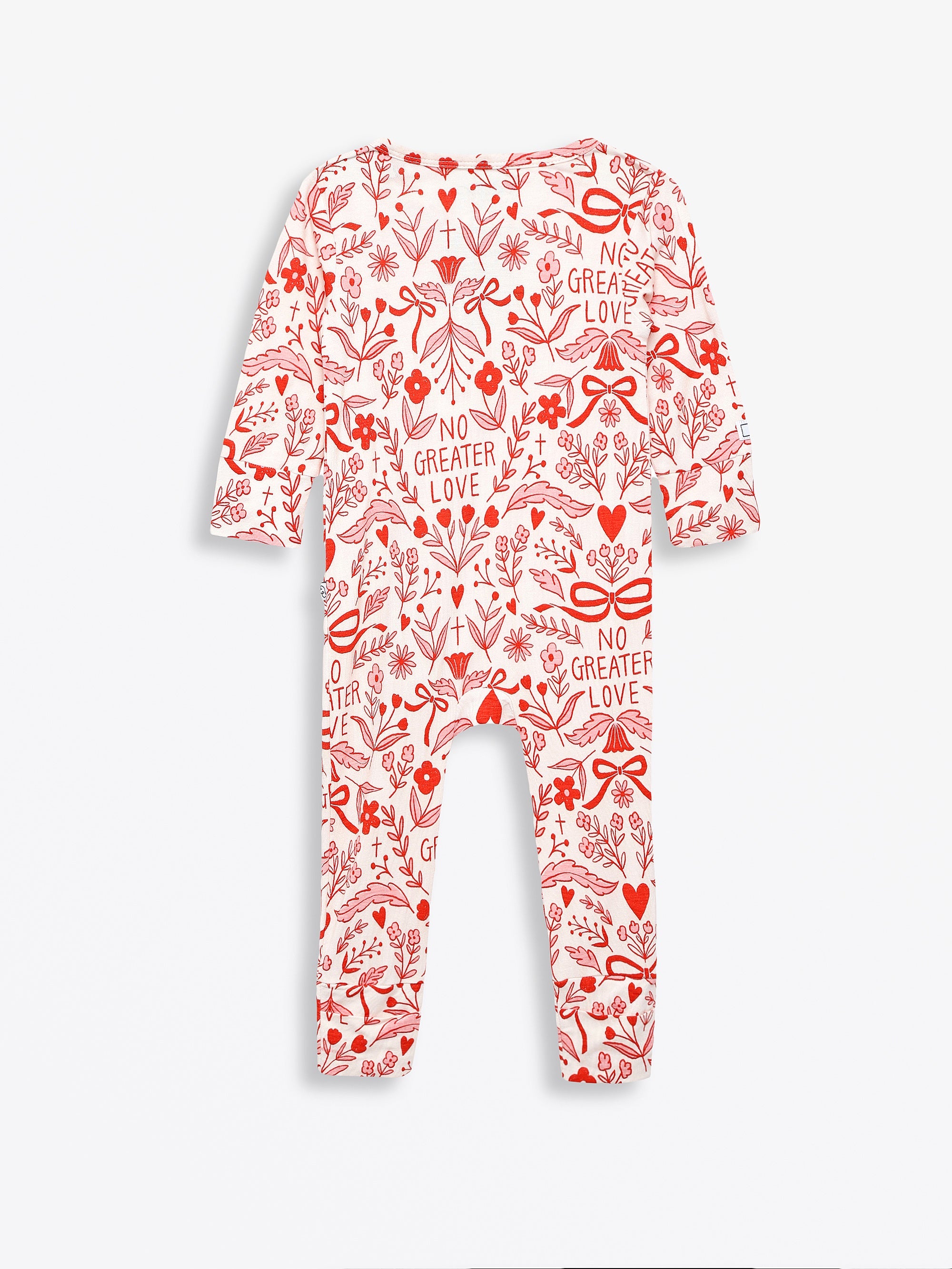 No Greater Love Pink Footless Onesie Bamboo