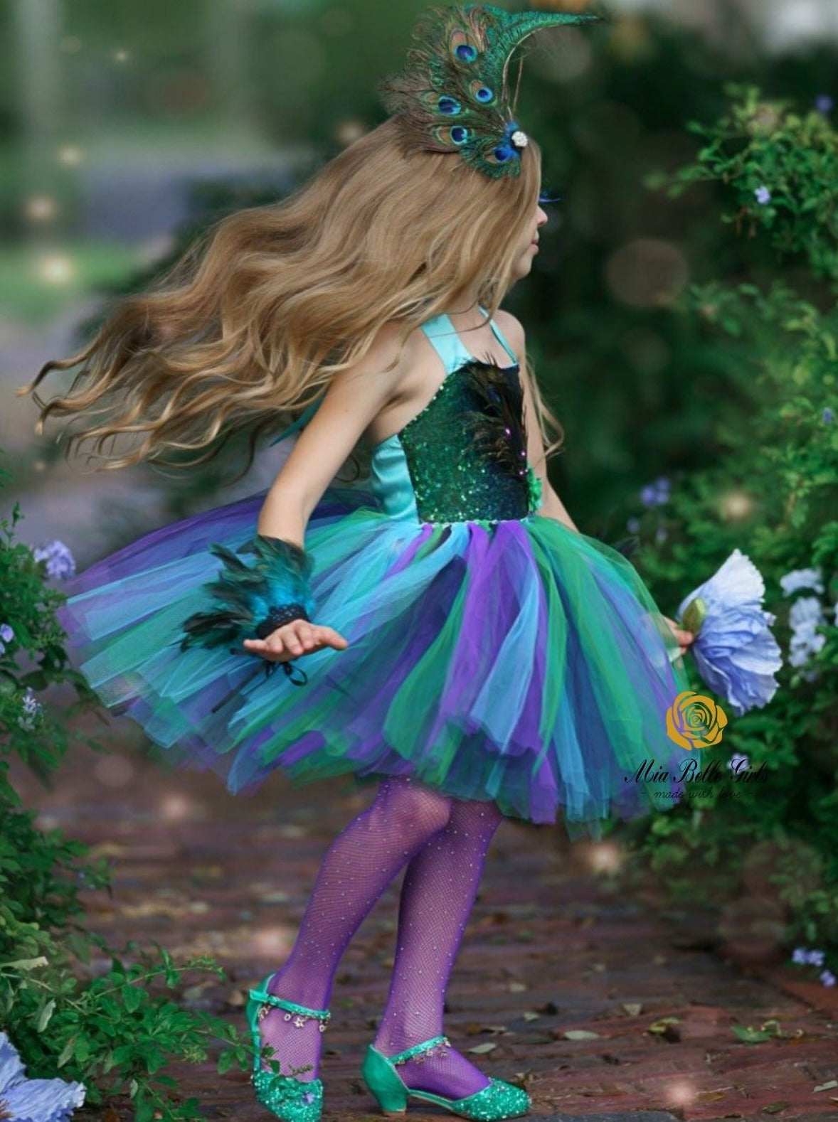 Girls Enchanted Peacock Fairy Tutu Costume Dress