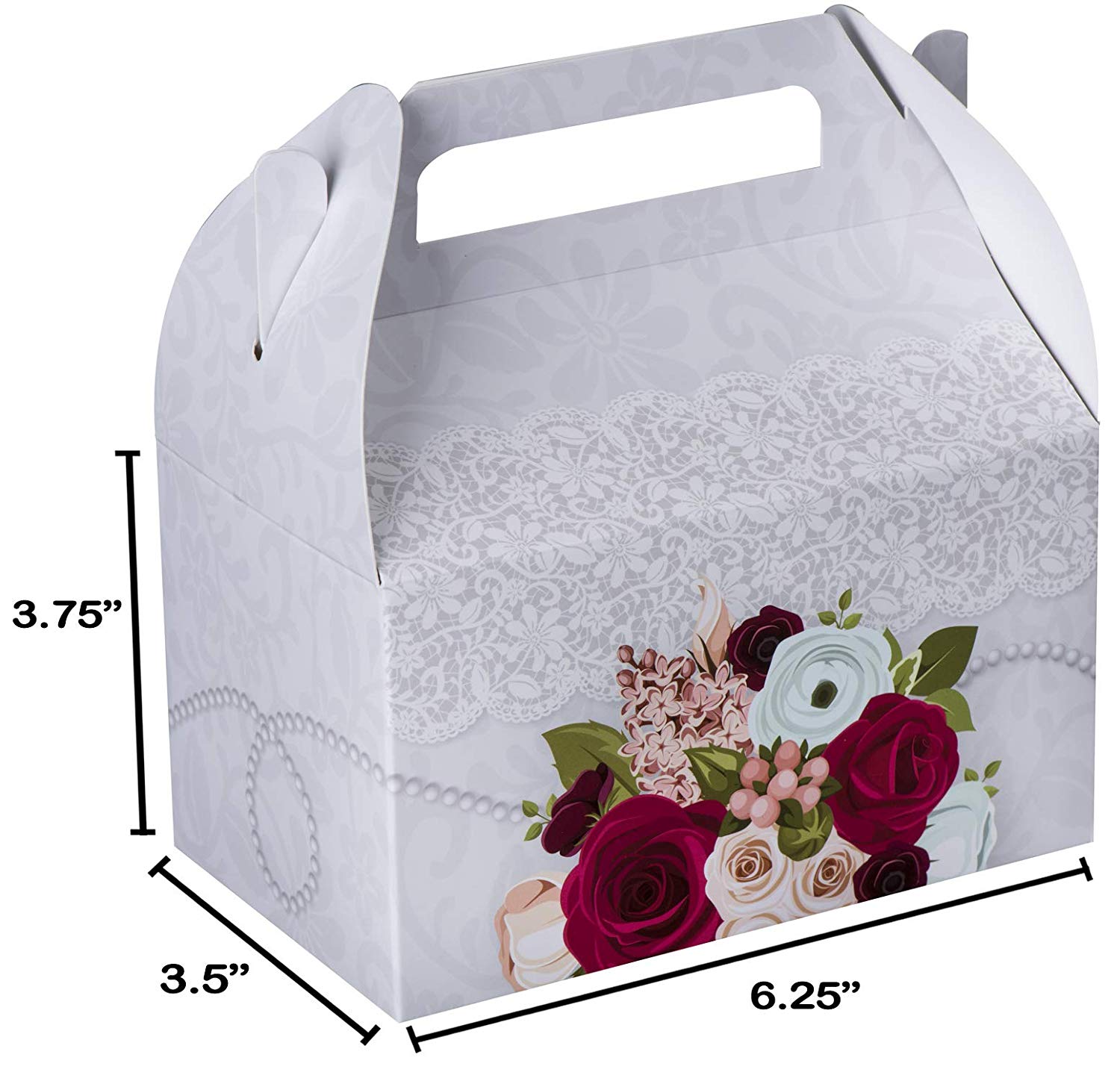 Paper Treat Boxes Bridal 6.25" X 3.75" X 3.5" 20 Pack