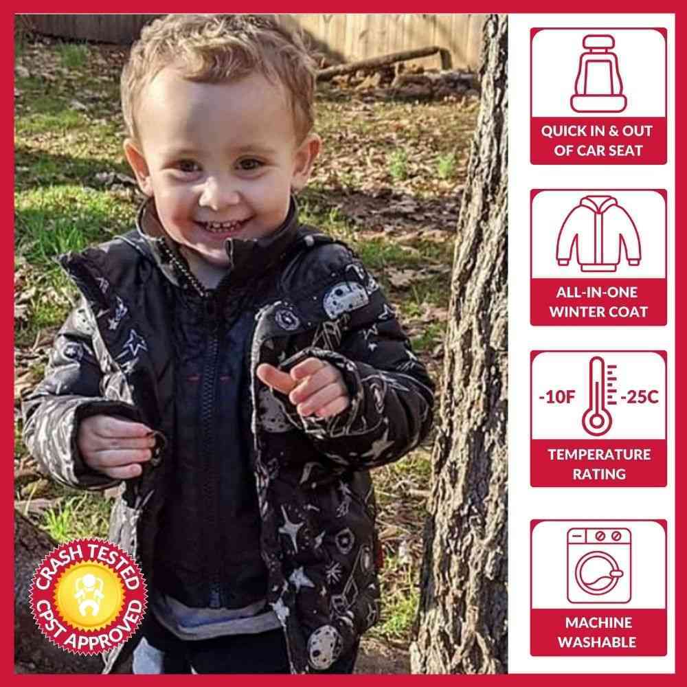 Car Seat Coat | The Road Coat Vegan - Rocketship Print