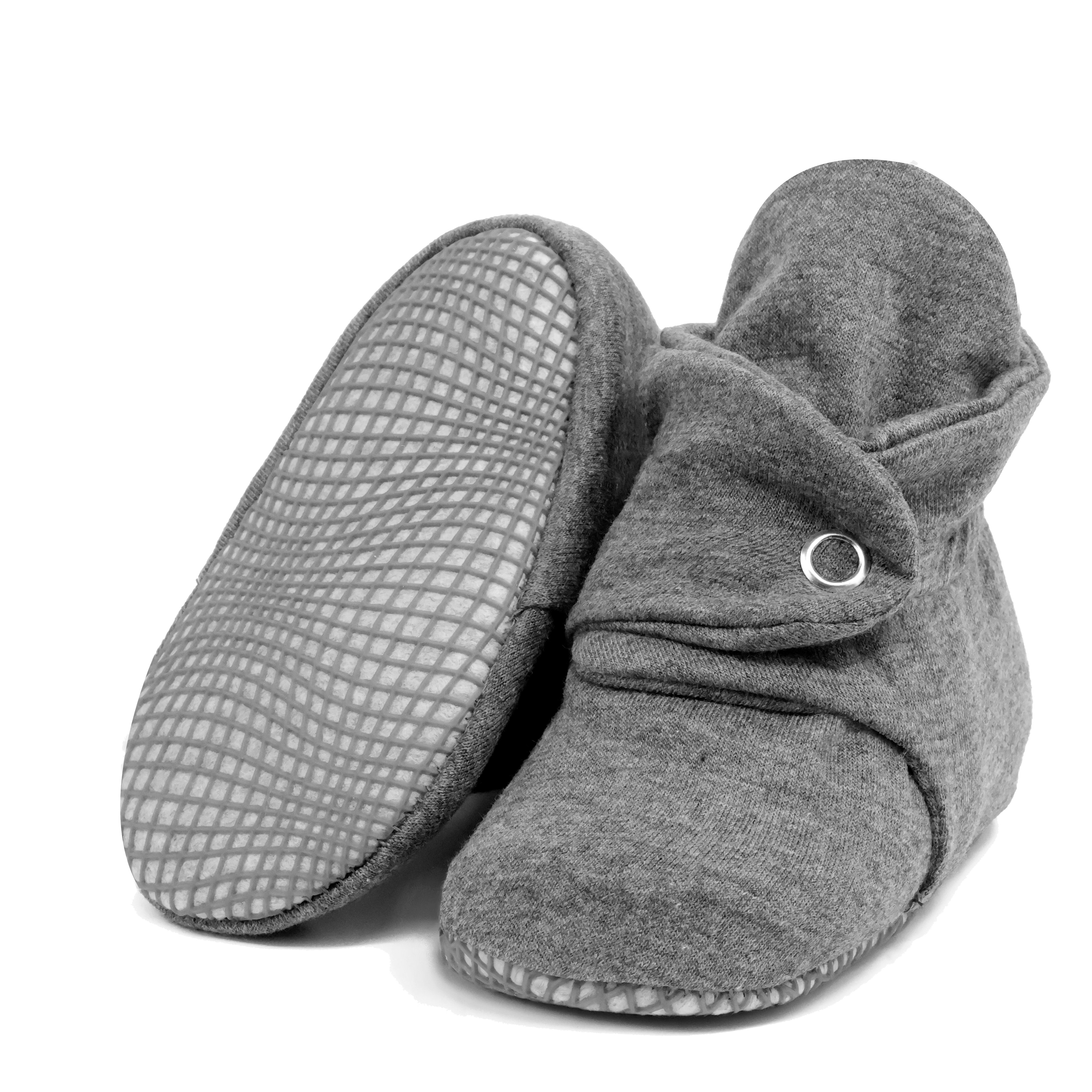 Organic Cotton Baby Booties, Non-slip Sole, Cotton Newborn Booties Home Nursery Shoes, Dark Gray