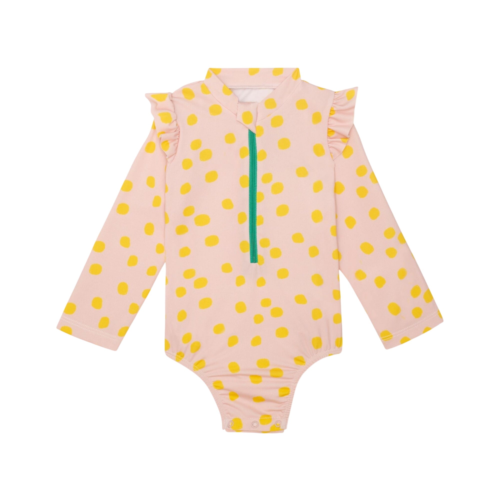 Recycled Polyester Sepia Dotted Zipped Baby Rashguard