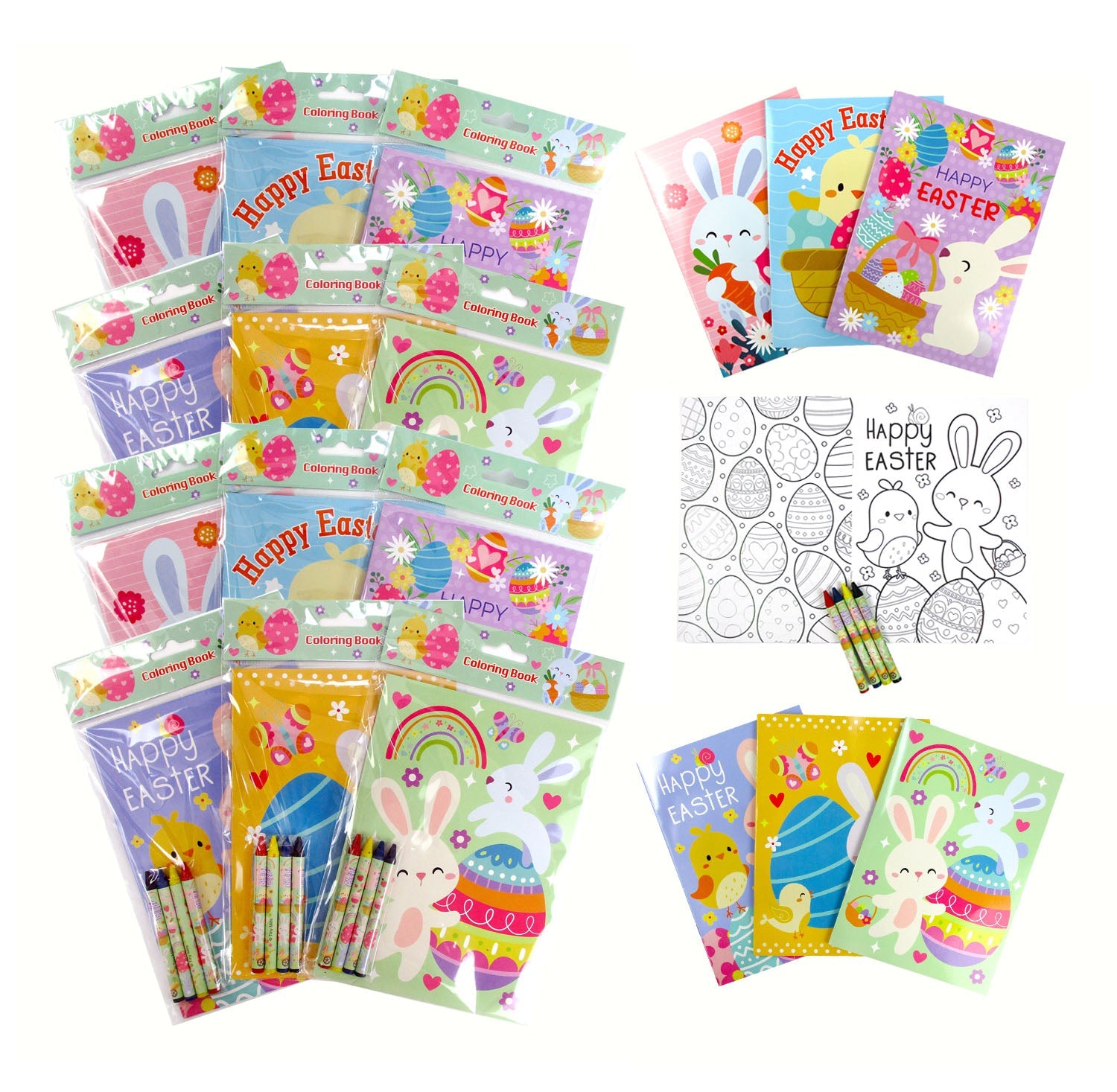 New Easter Sunday Coloring Books With Crayons Party Favors - Set Of 6 Or 12