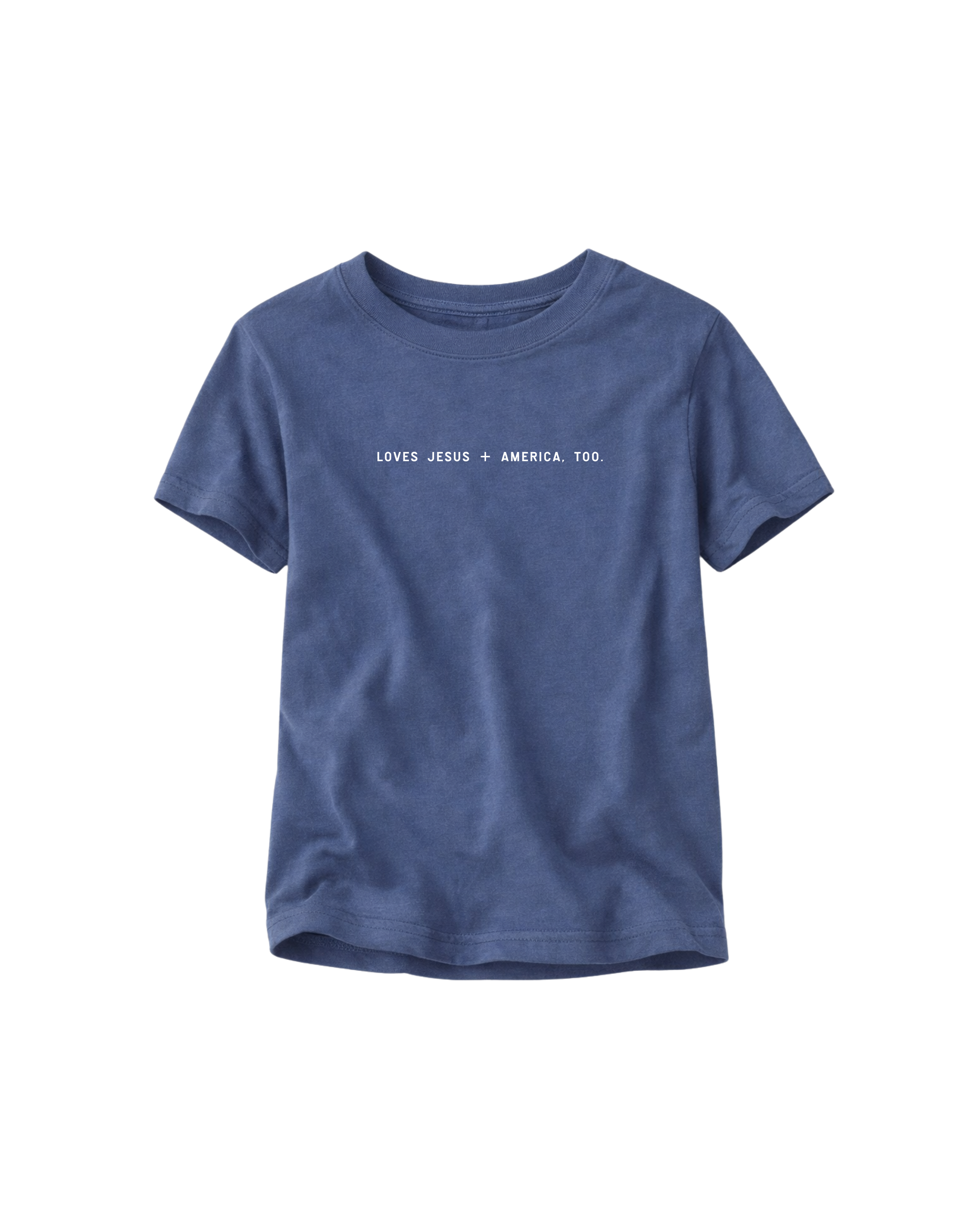 Loves Jesus + America, Too. Kids/youth Tee