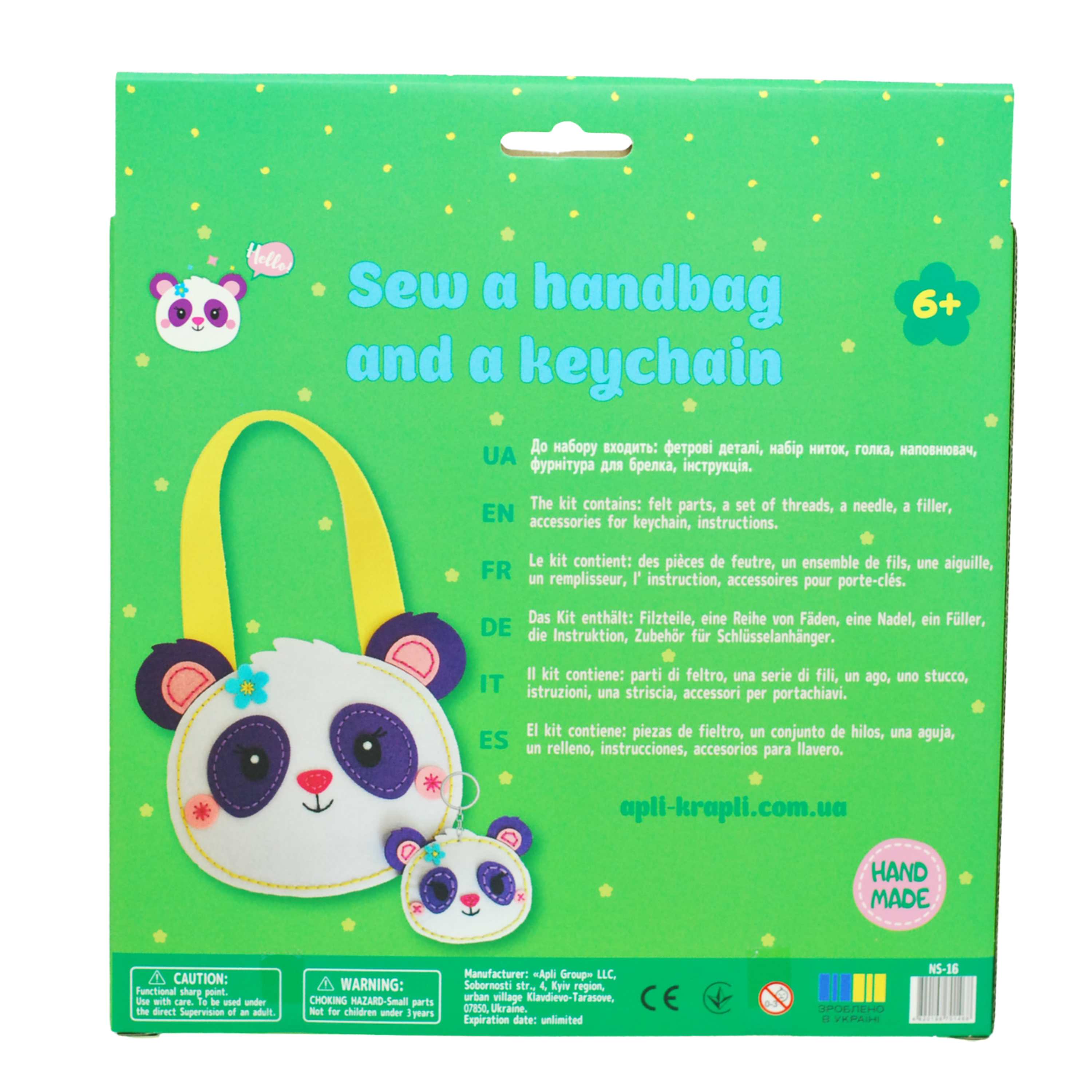 Apli Krapli - Apli Krapli Sewing Patterns Bag & Keychain Panda Printable Templates Materials Not Included Ages 10+
