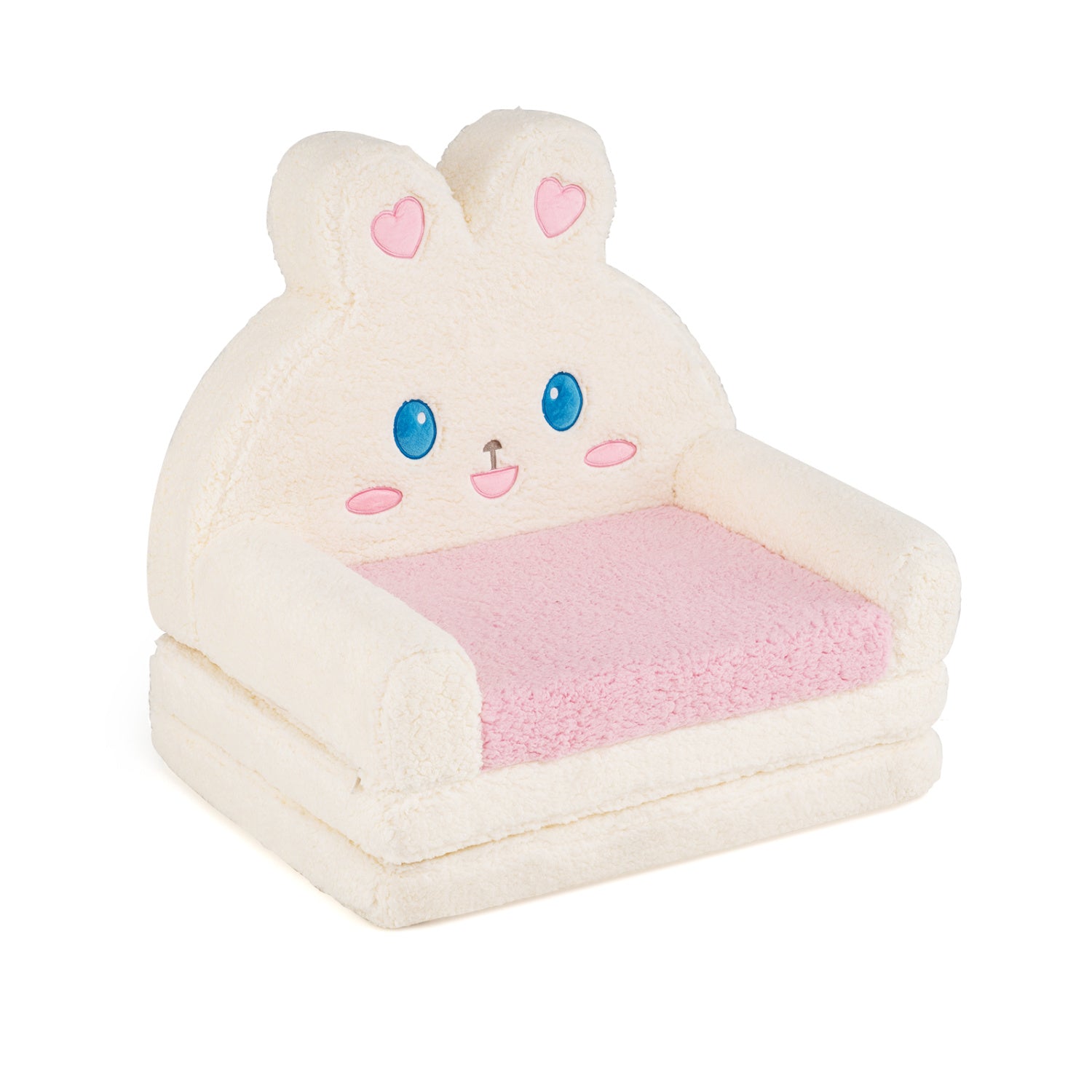 2-in-1 Convertible Kids Sofa To Lounger With Bunny Pattern-pink