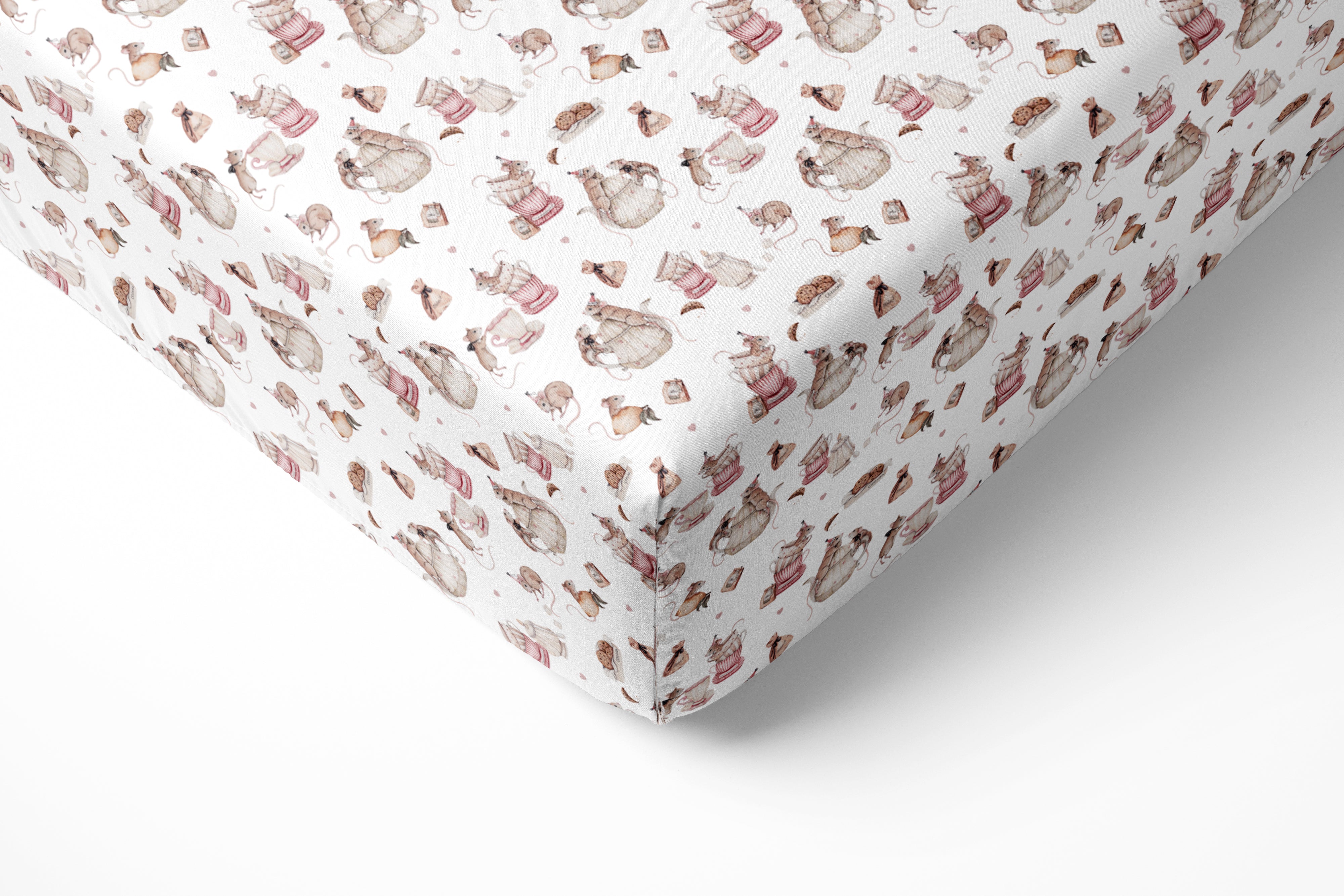 Tiny Tea Time Twin Fitted Sheet And Pillowcase Set