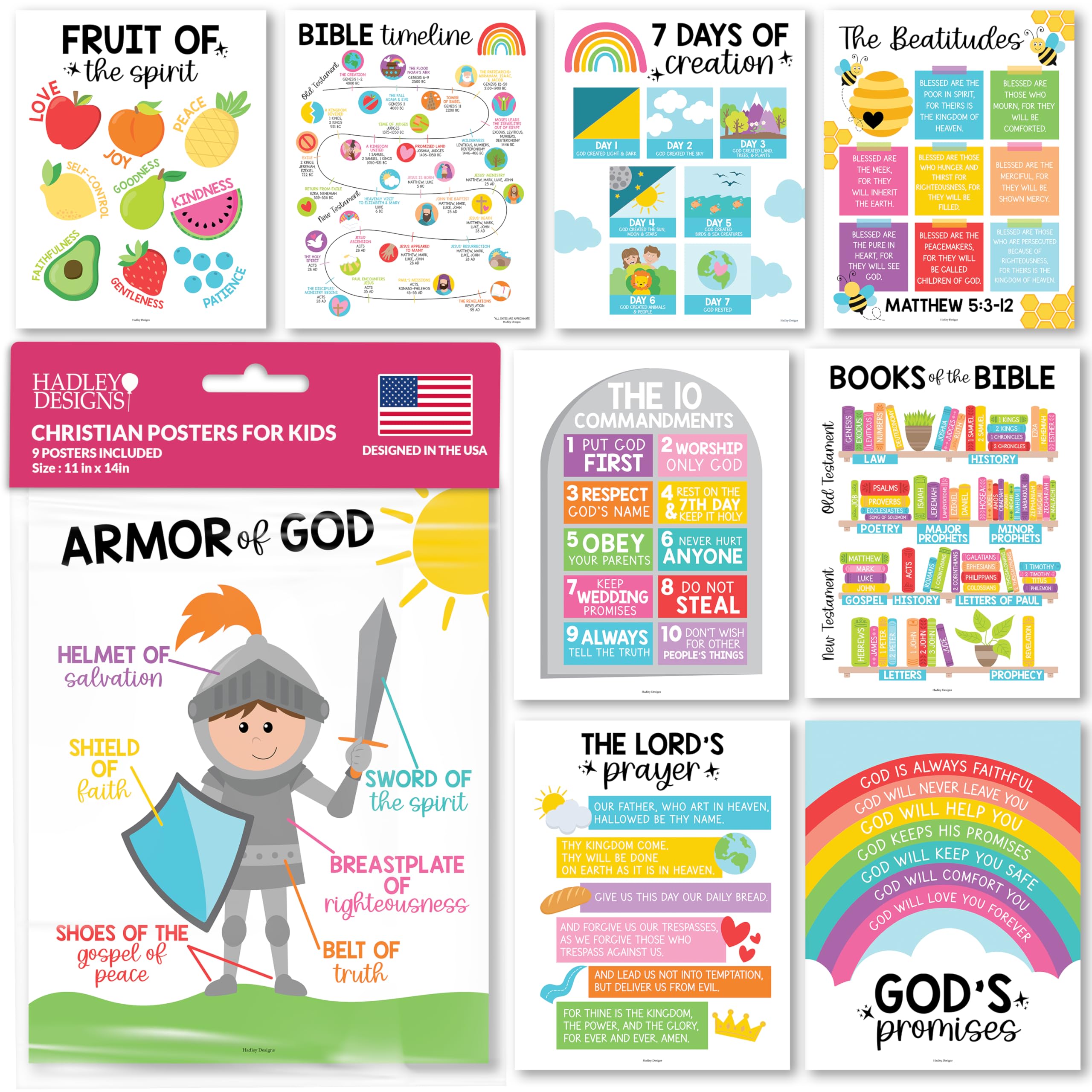 Bible Learning Kit, Colorful 9 Poster Pack