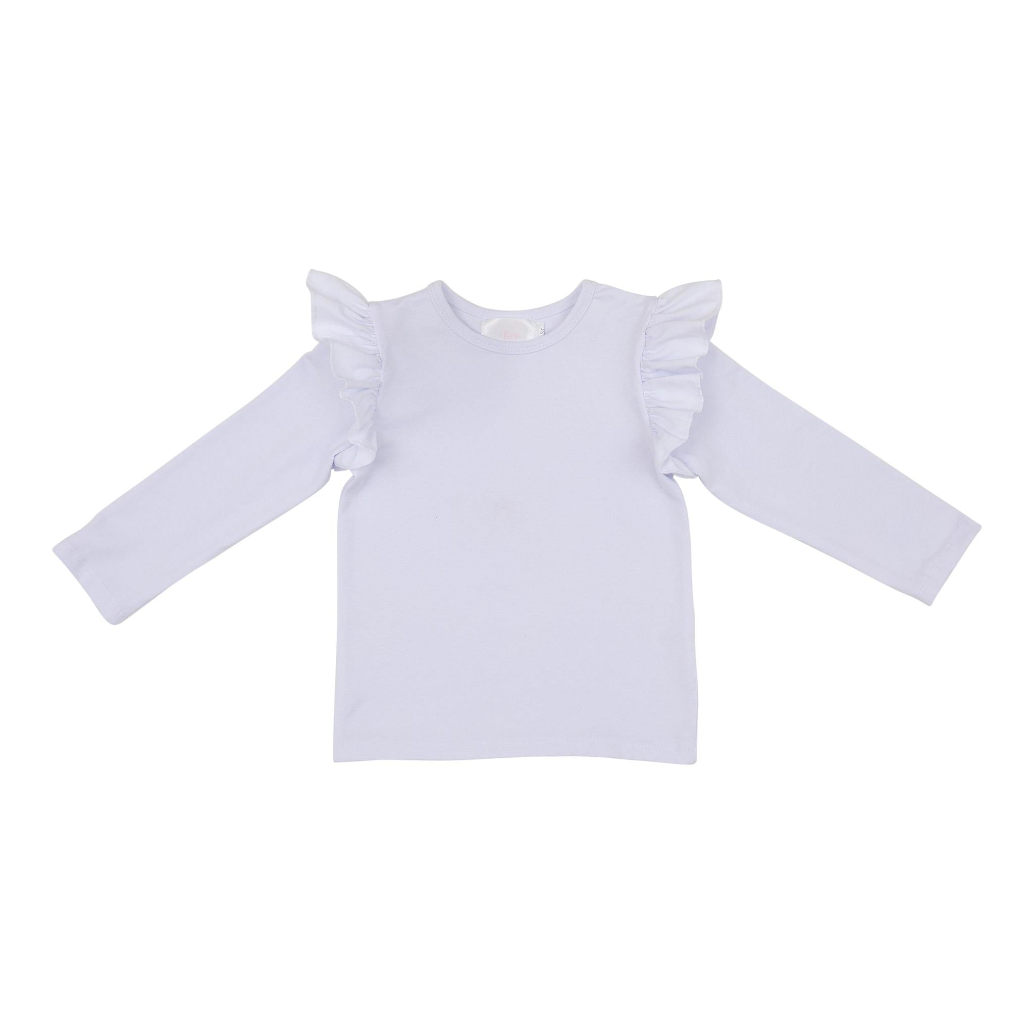 White L/s Ruffle Tee