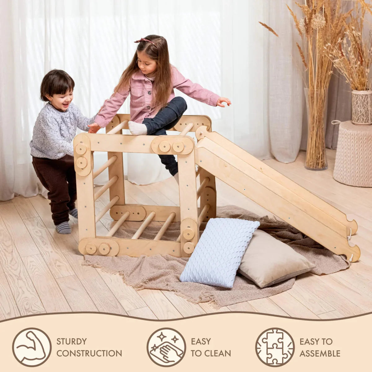 2in1 Montessori Climbing Set: Snake Ladder + Slide Board/climbing Ramp