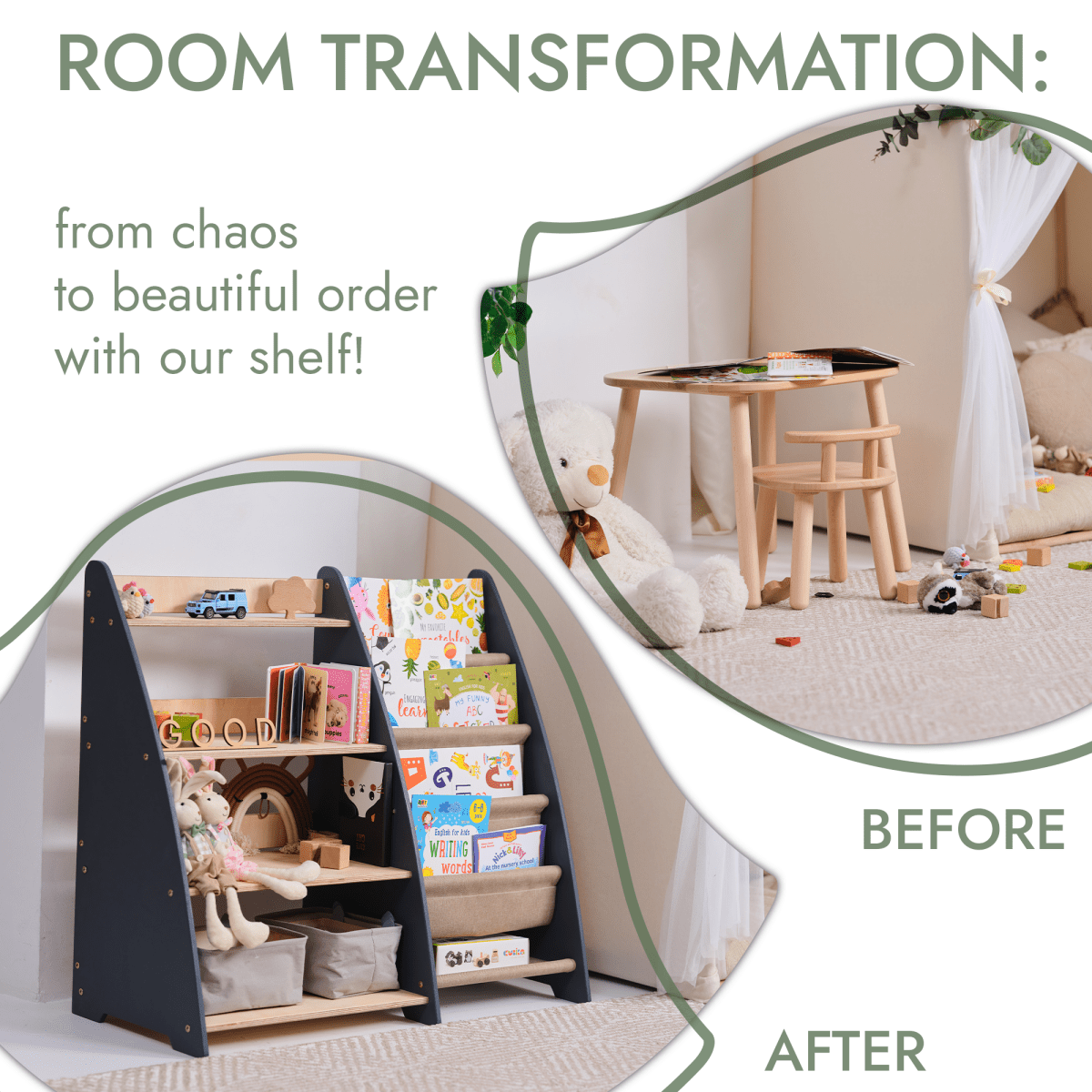 2in1 Montessori Shelf For Books And Toys