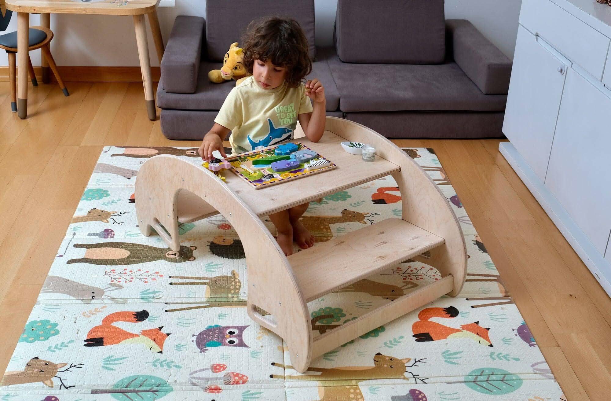 2in1-montessori Wooden Seesaw-table Chair Set