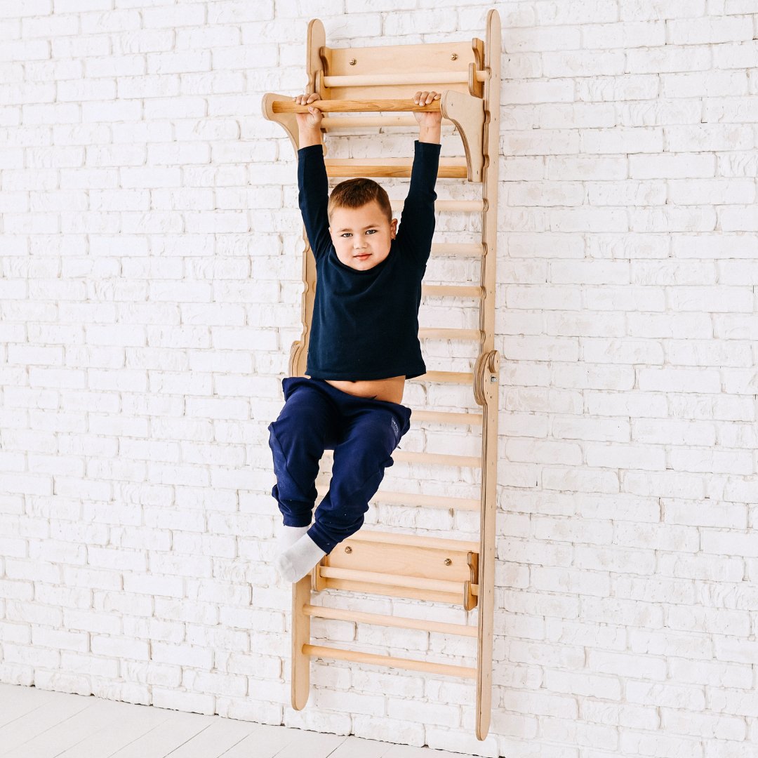 2in1 Wooden Swedish Wall / Climbing Ladder For Children + Swing Set