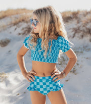 Emmy Blue Check 2 Piece Swimsuit
