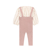 Pointelle Knit Romper And Gauze Shirt