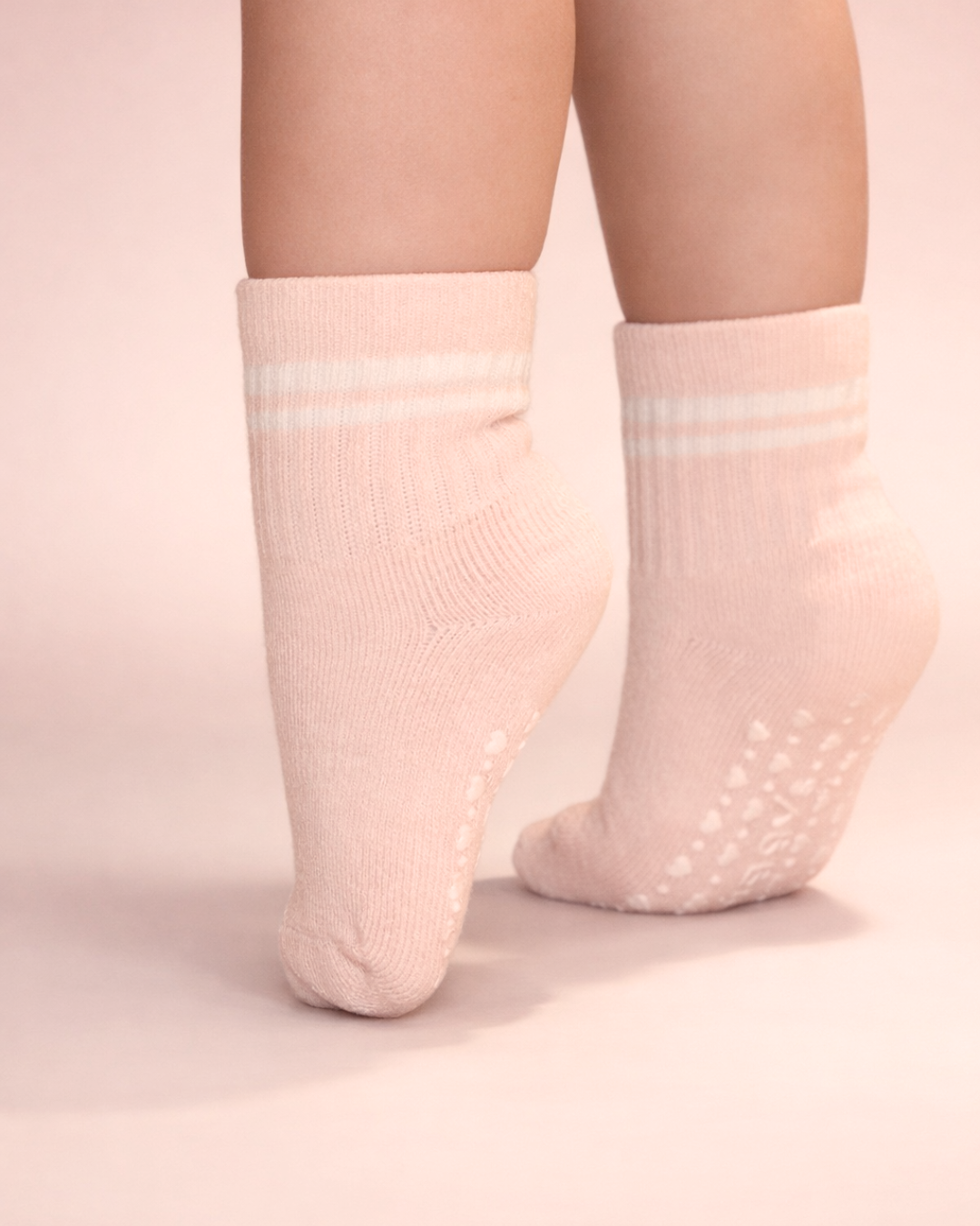 Baby Gripper Crew Socks 4-pack (3-6 Months) - Blush Suede