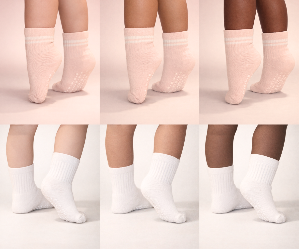 Baby Gripper Crew Socks 4-pack (3-6 Months) - Blush Suede